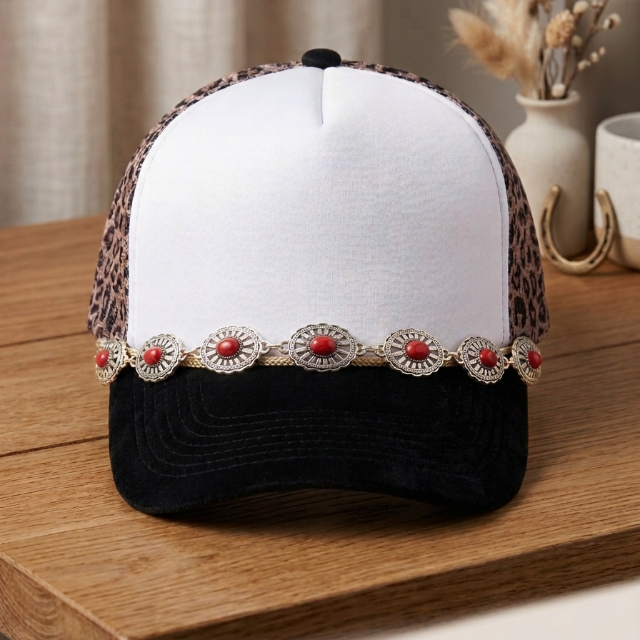 Silver Concho Western Hat Chains