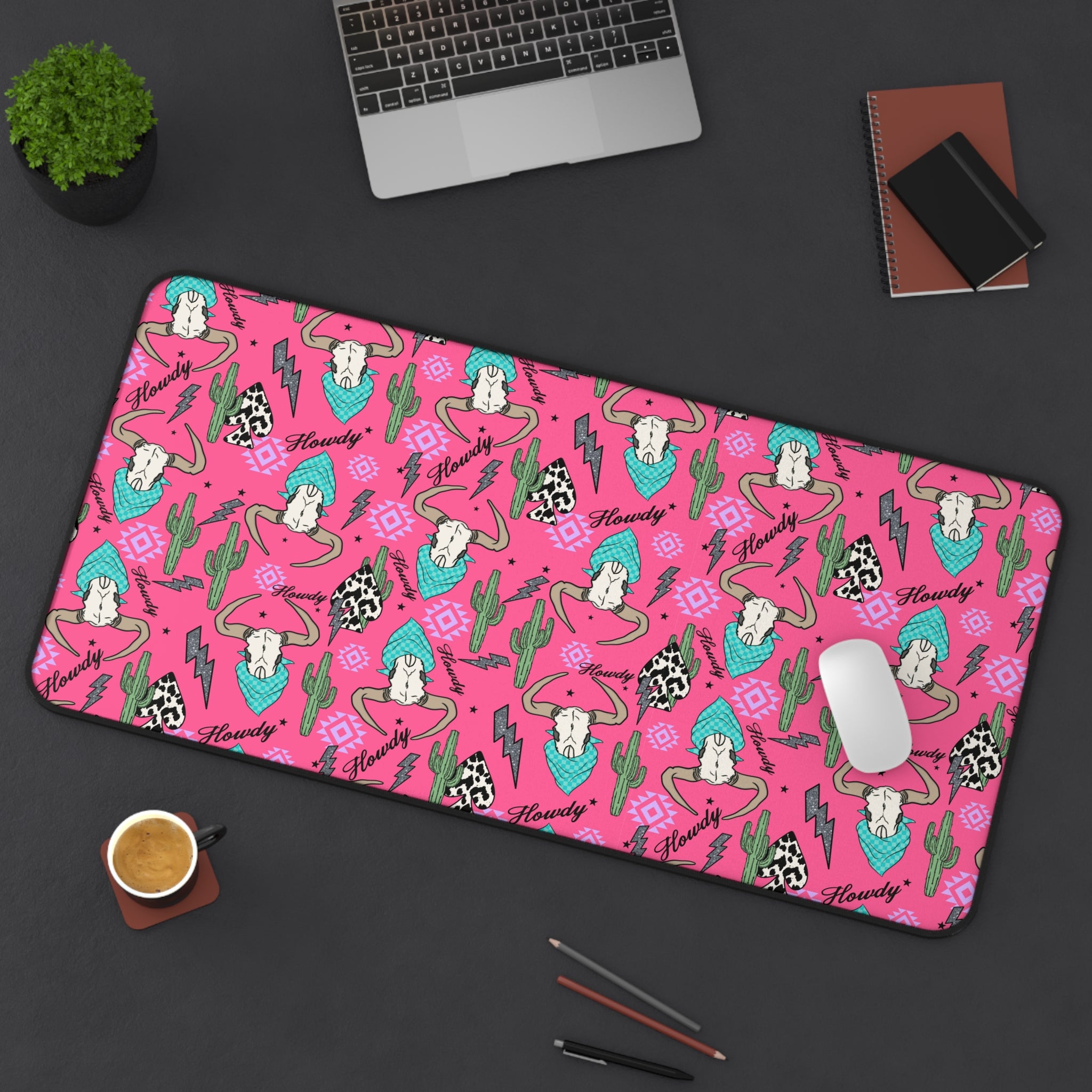 Hot Pink Howdy Desk Mat