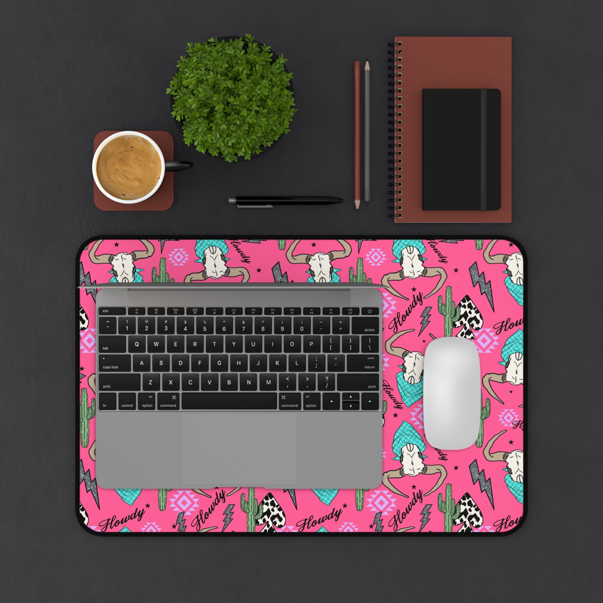 Hot Pink Howdy Desk Mat