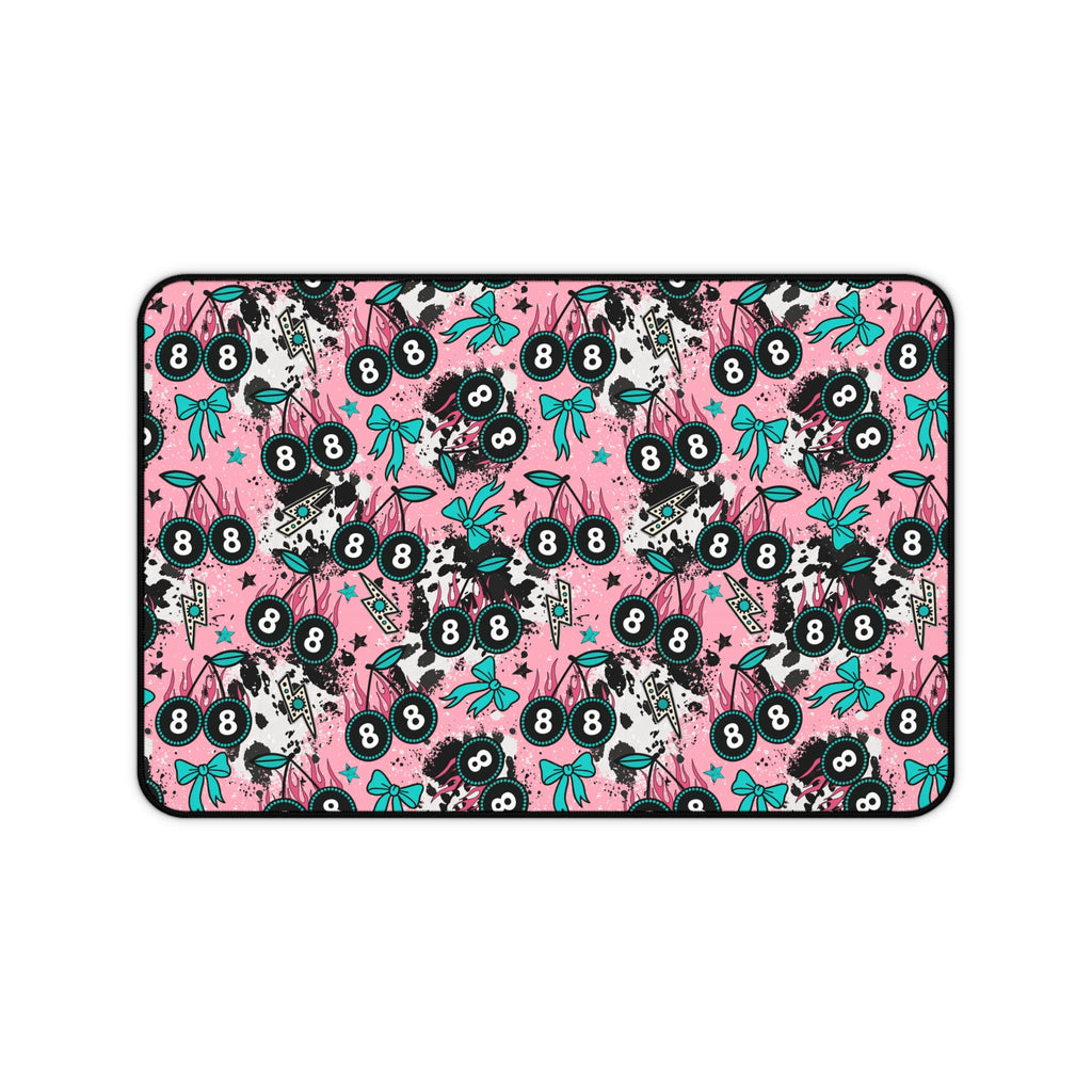 Pink 8 Ball Cherries Desk Mat