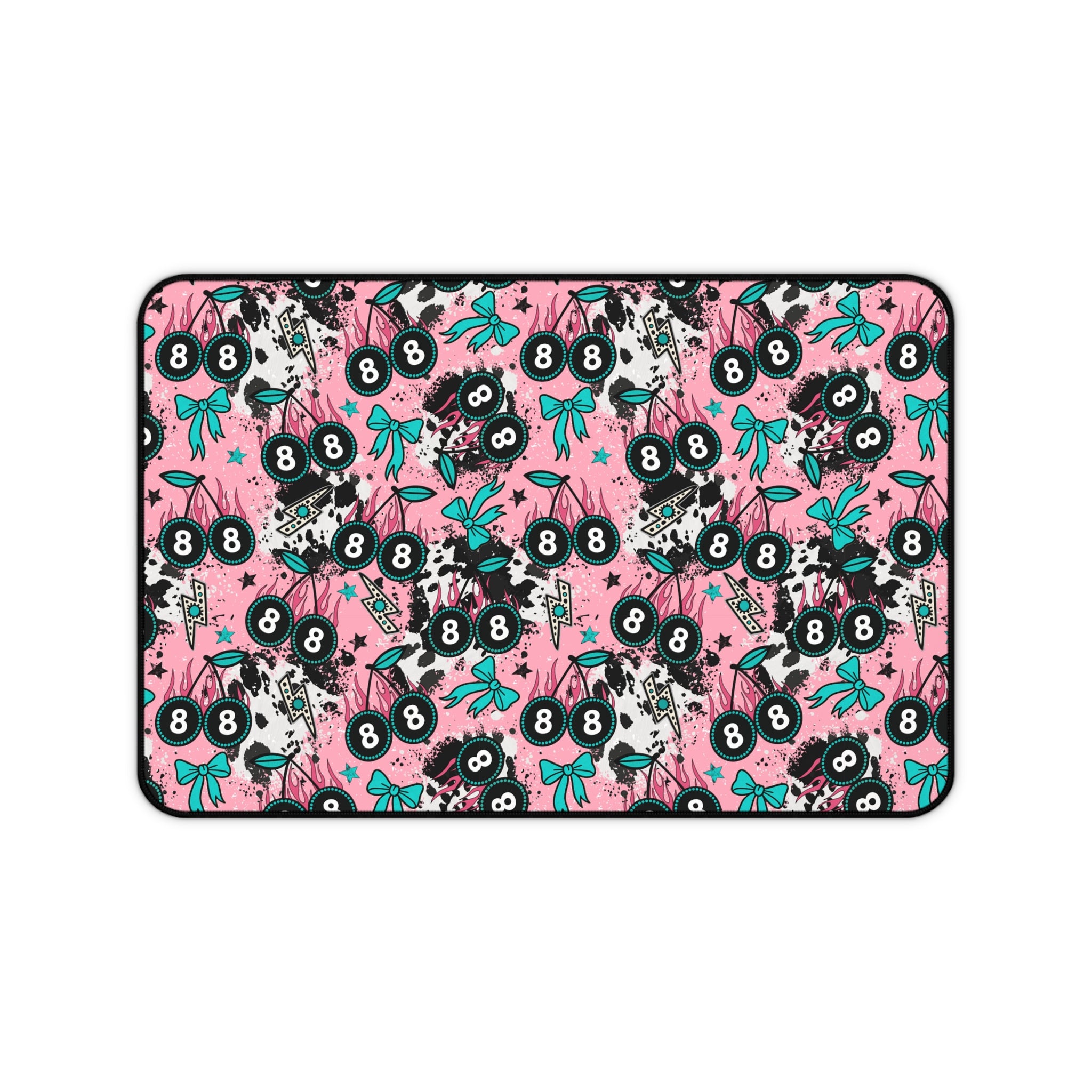 Pink 8 Ball Cherries Desk Mat
