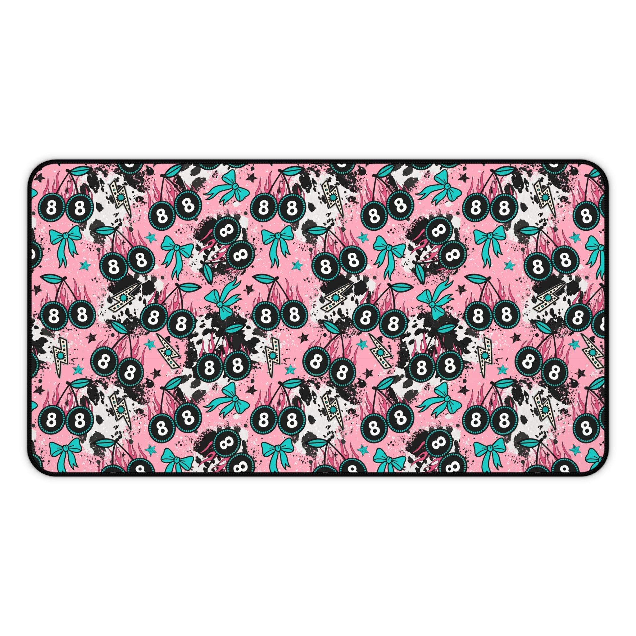 Pink 8 Ball Cherries Desk Mat