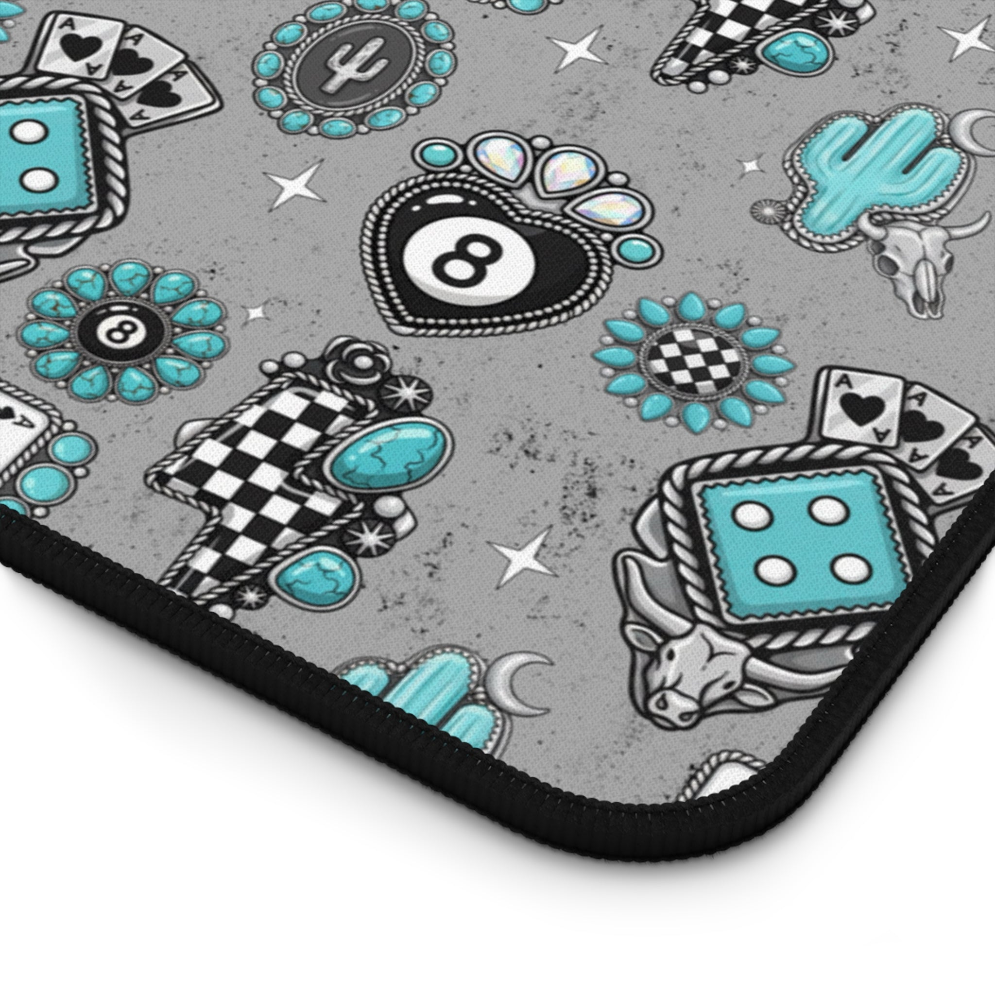 Silver and Turquoise 8 Ball Desk Mat