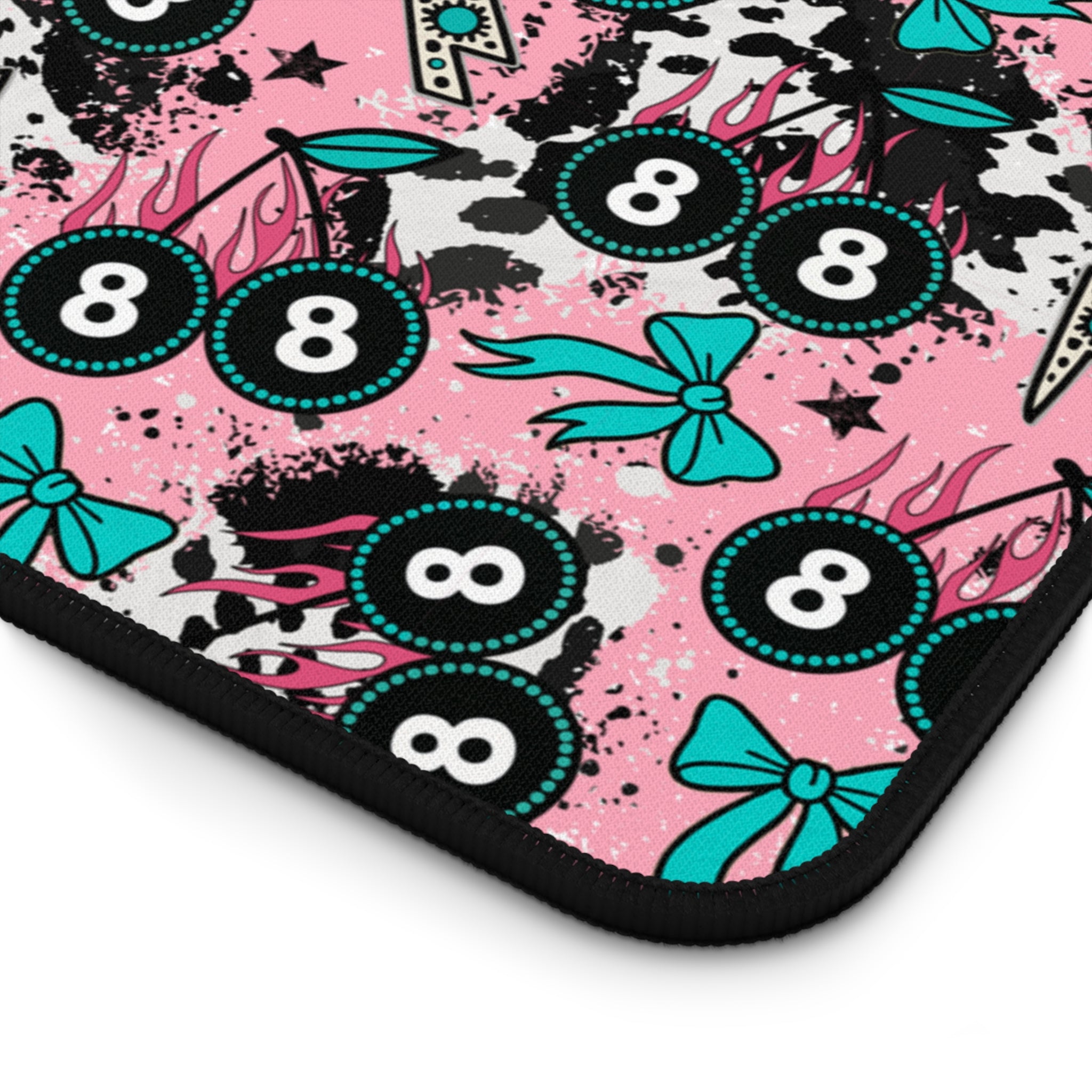 Pink 8 Ball Cherries Desk Mat