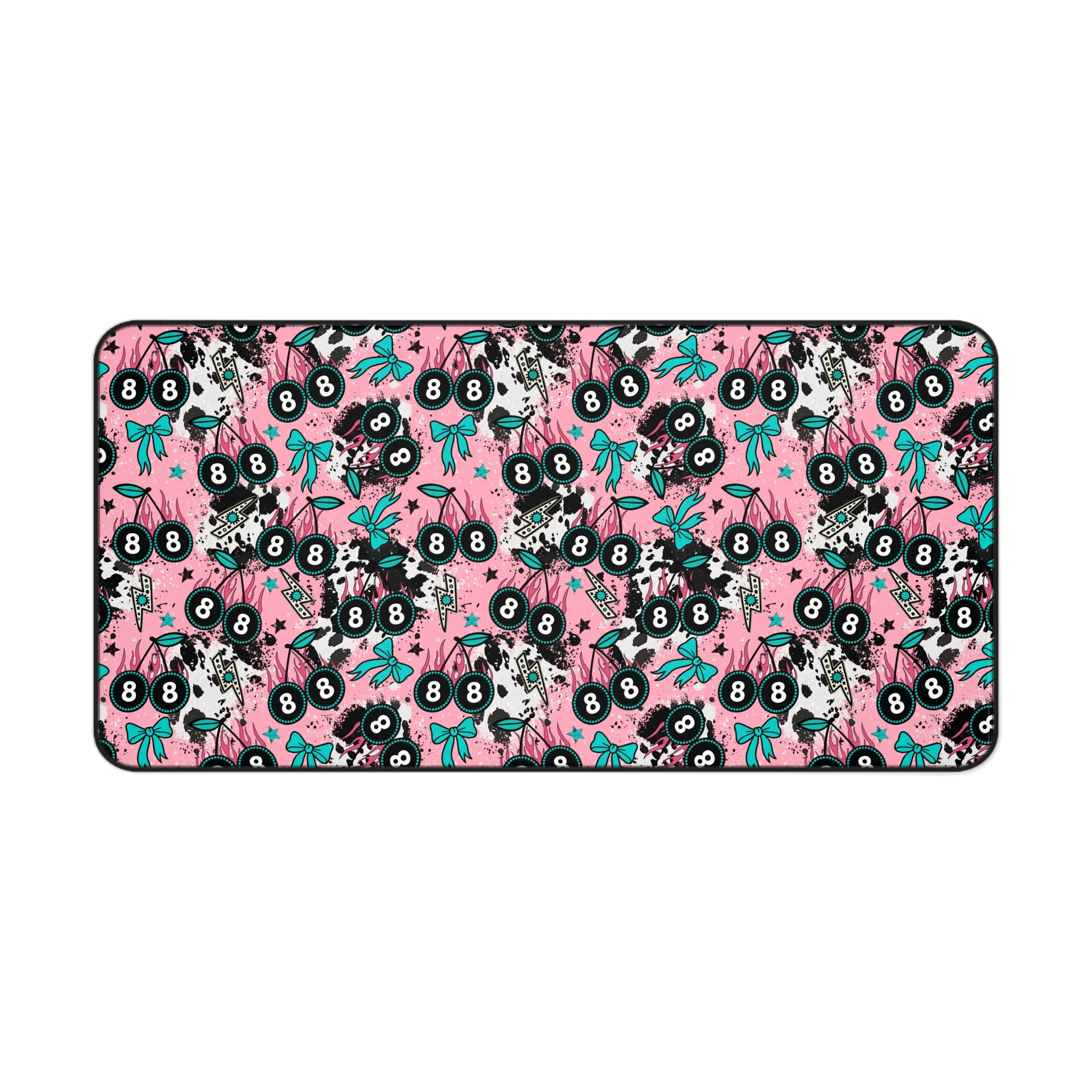 Pink 8 Ball Cherries Desk Mat