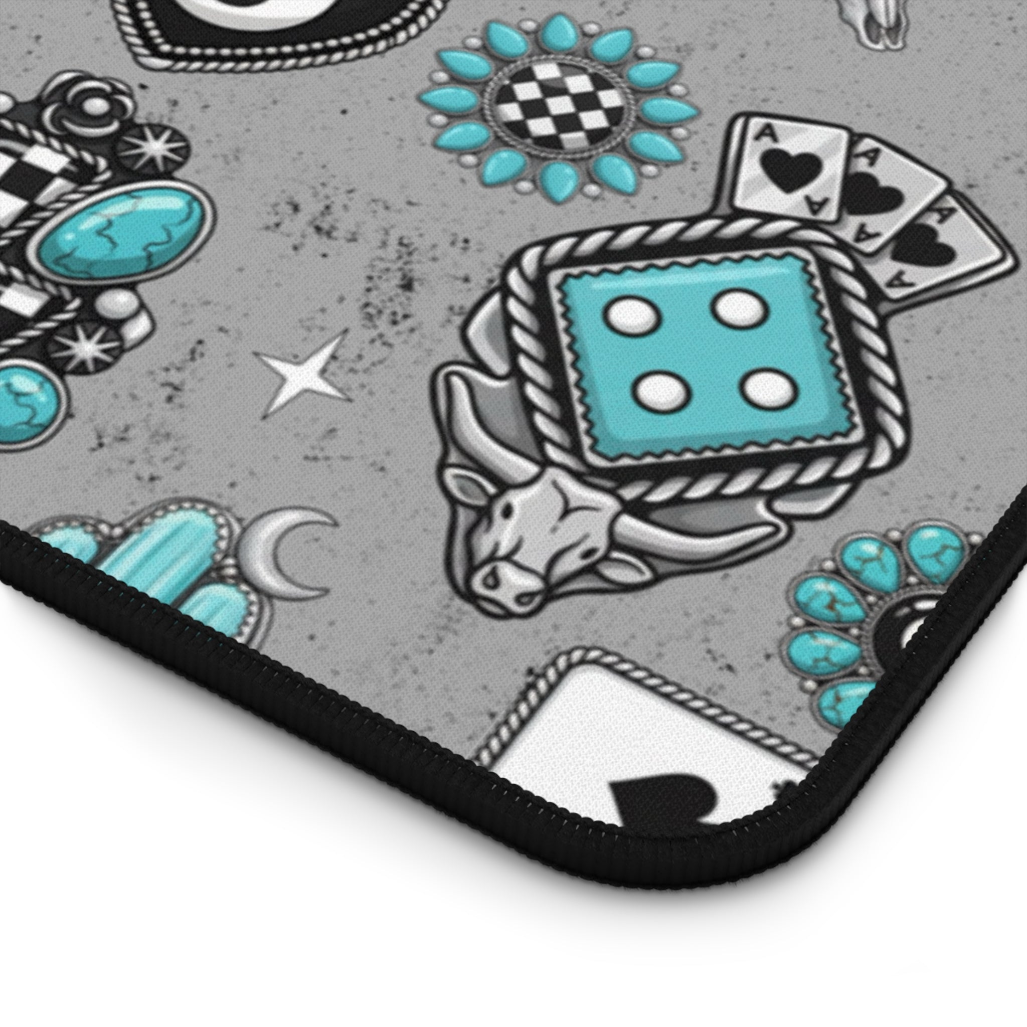 Silver and Turquoise 8 Ball Desk Mat
