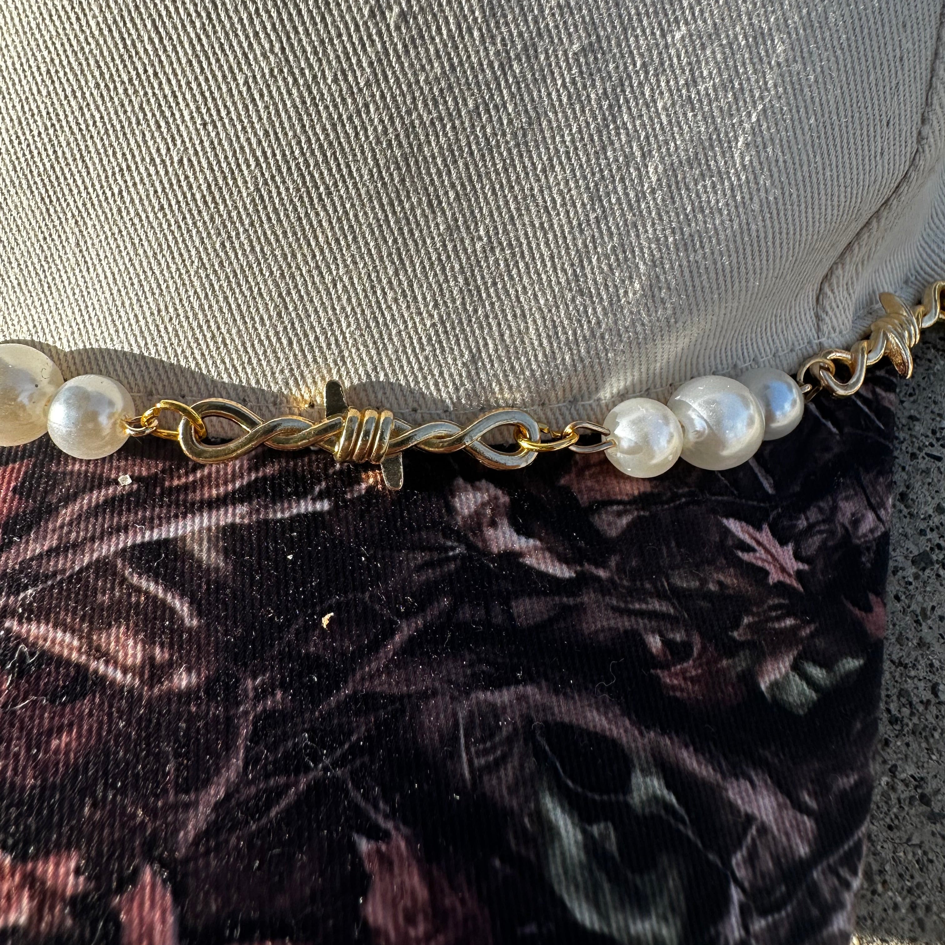 Pearl & Barbed Wire Hat Chain