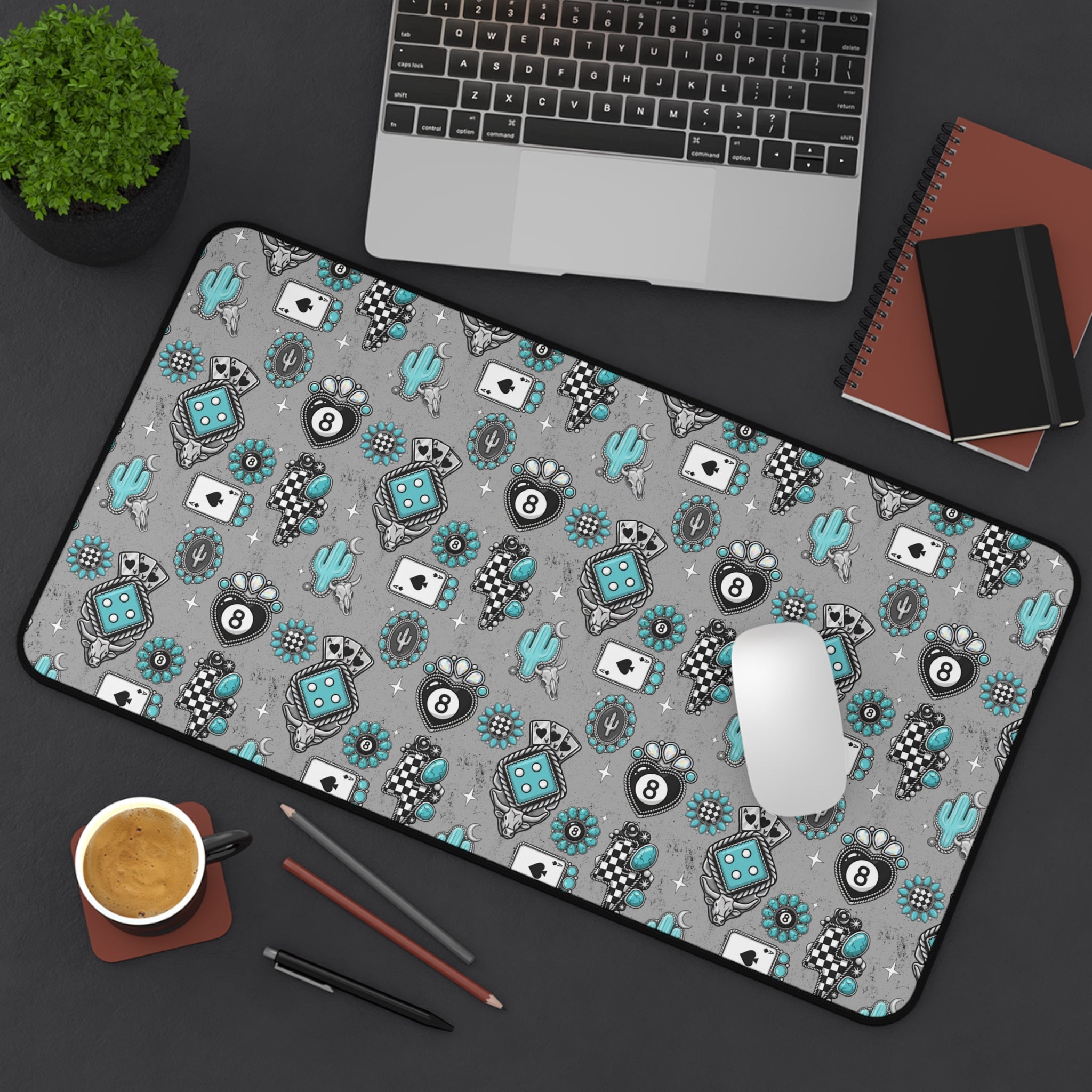 Silver and Turquoise 8 Ball Desk Mat