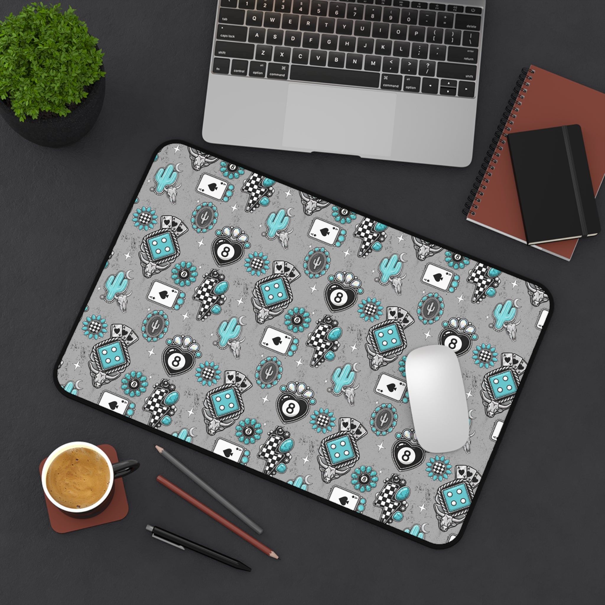 Silver and Turquoise 8 Ball Desk Mat
