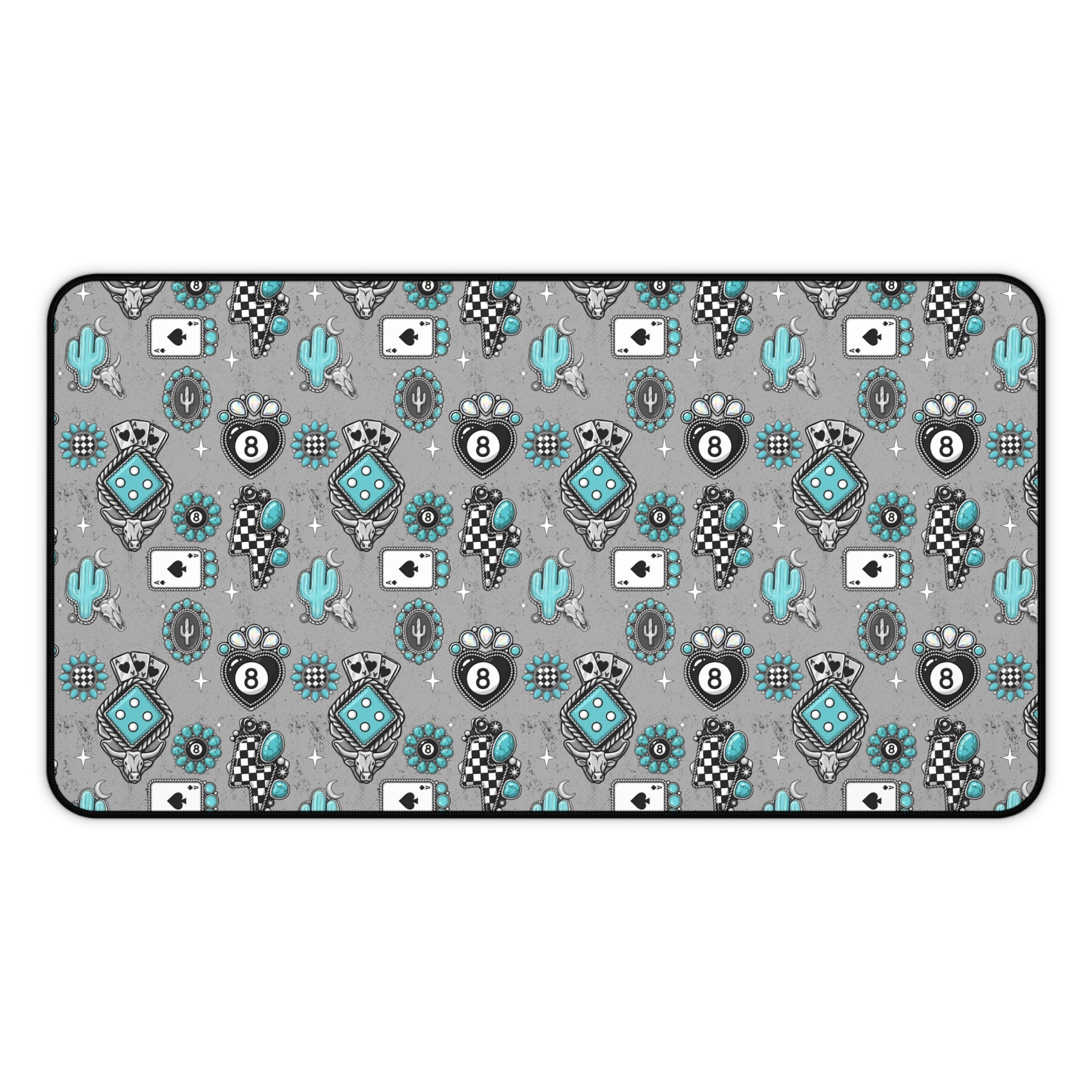 Silver and Turquoise 8 Ball Desk Mat
