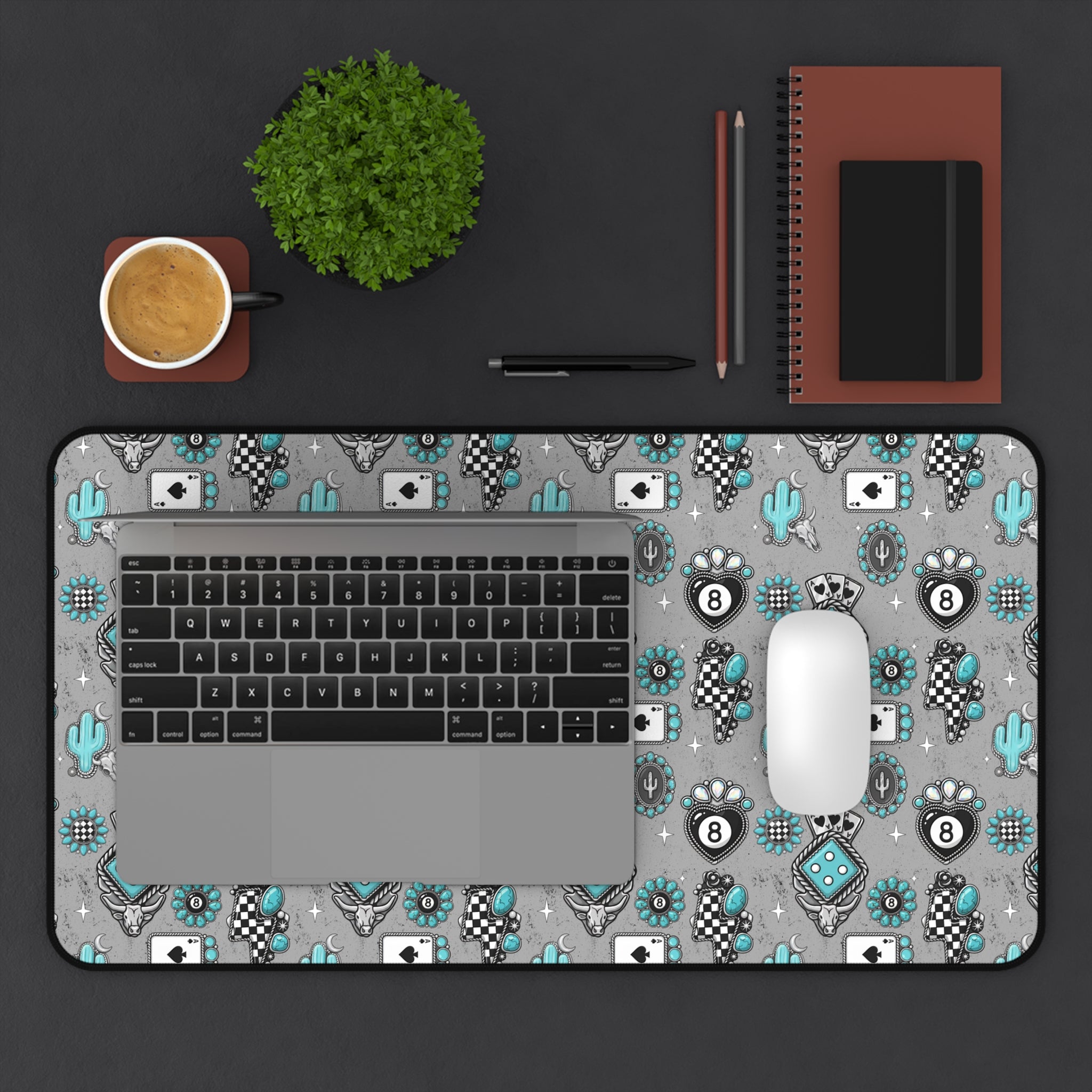 Silver and Turquoise 8 Ball Desk Mat