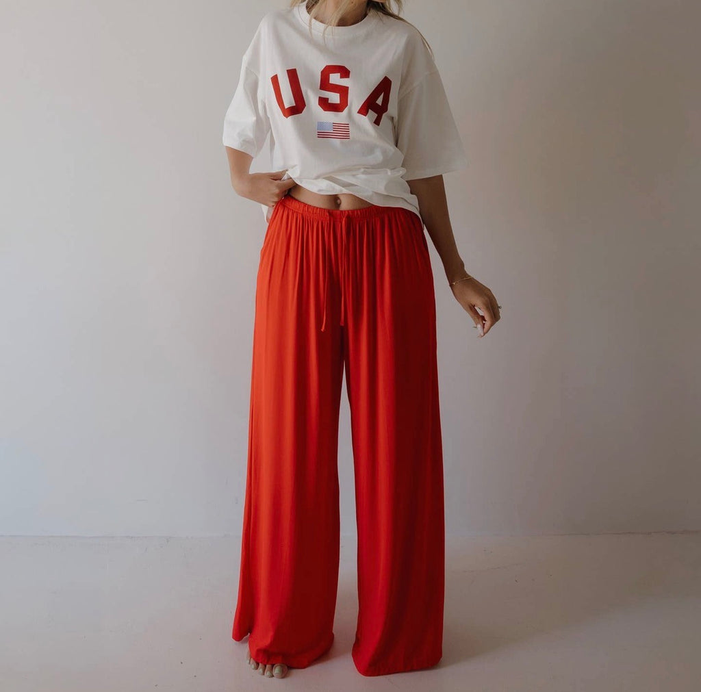 Bamboo Wide Leg Pants |
Cherry Red