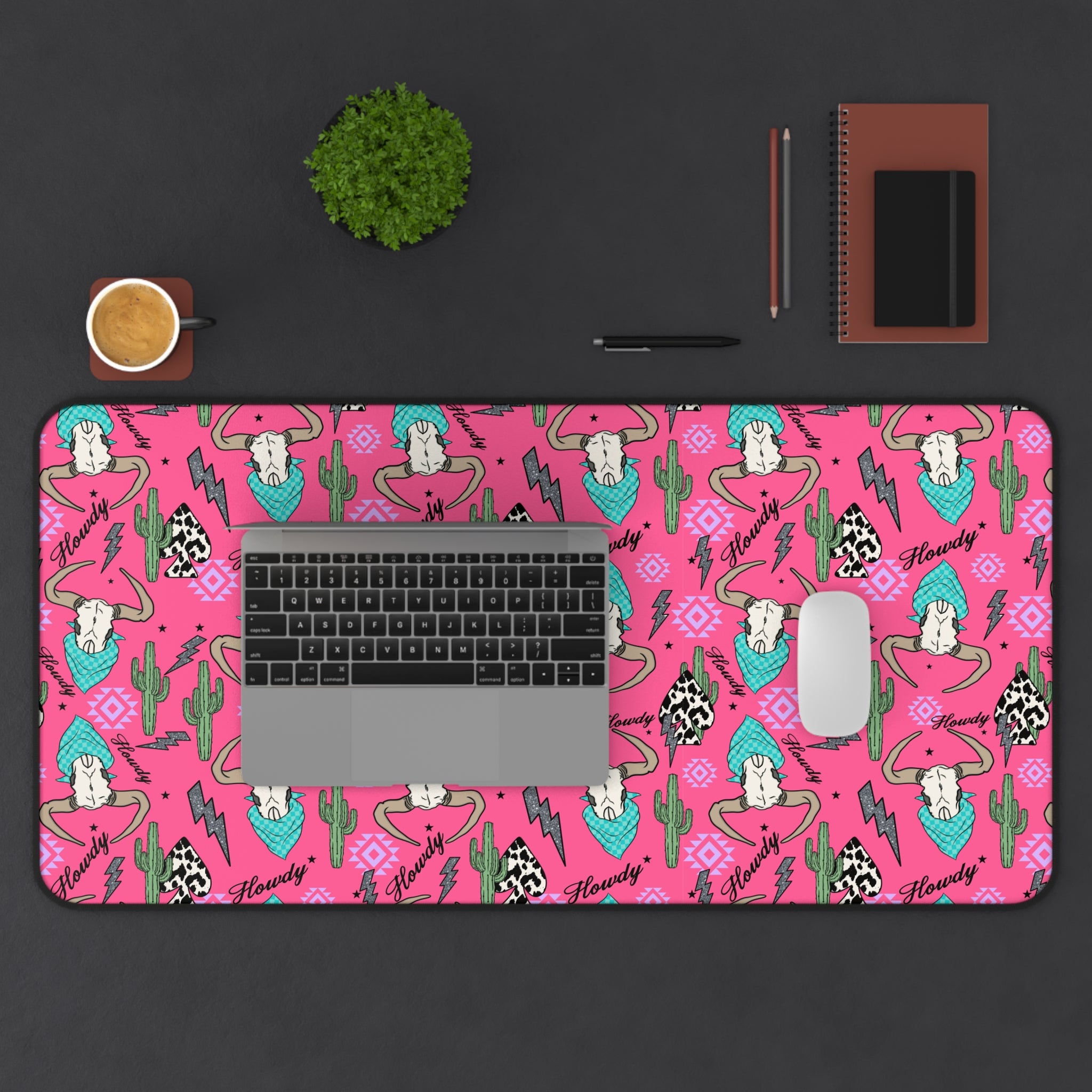 Hot Pink Howdy Desk Mat