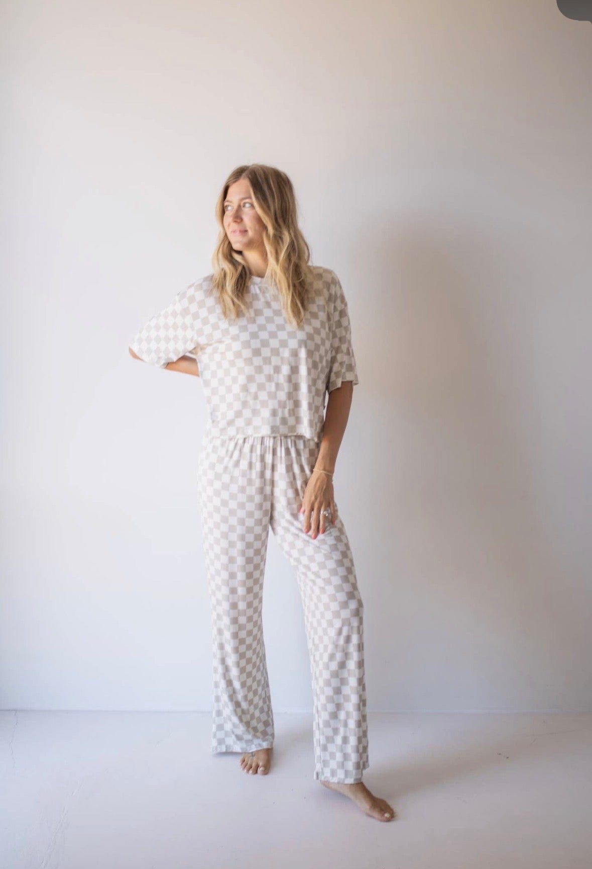 Checkered Boxy Tee Lounge Set