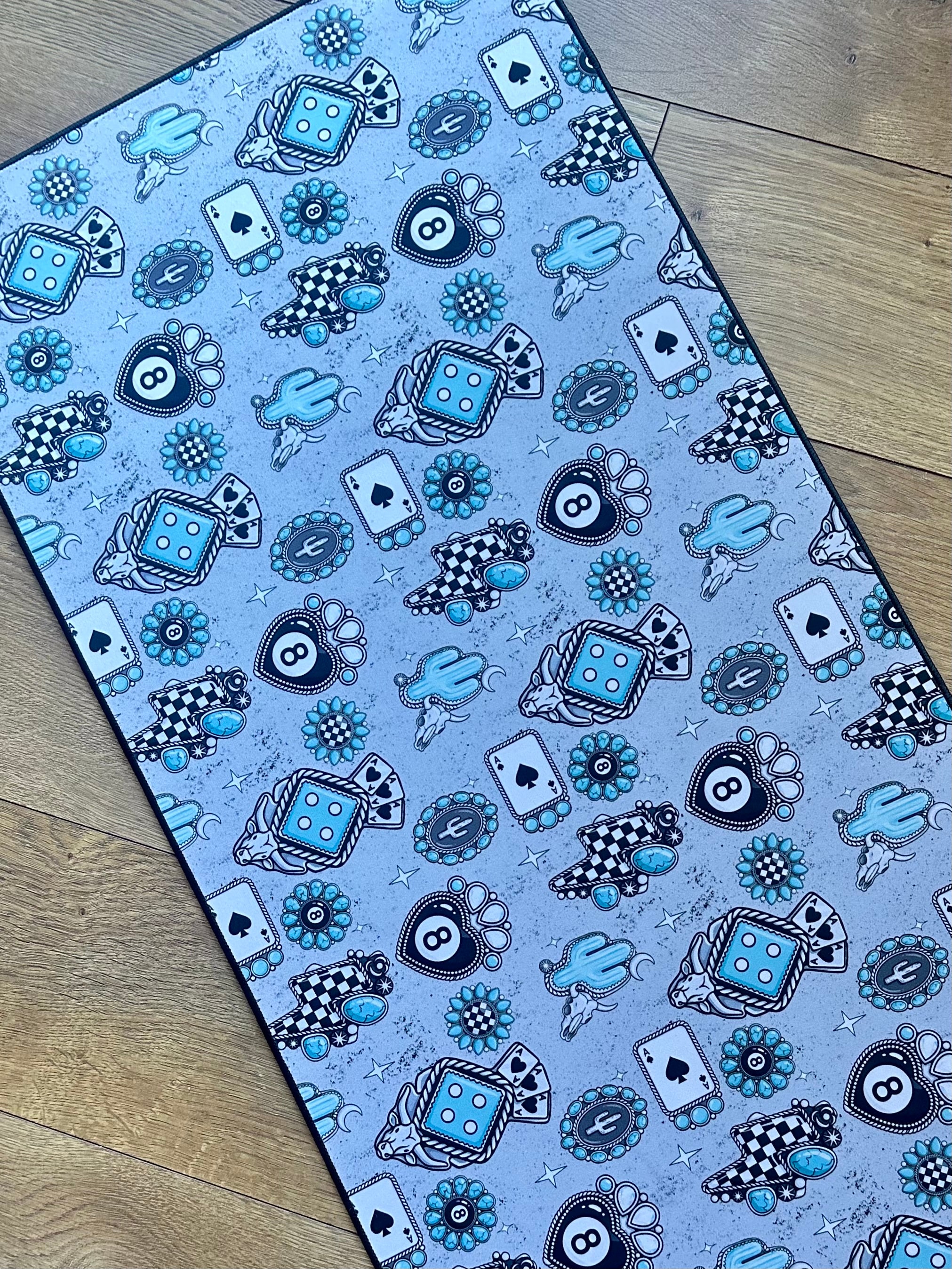 Silver and Turquoise 8 Ball Desk Mat