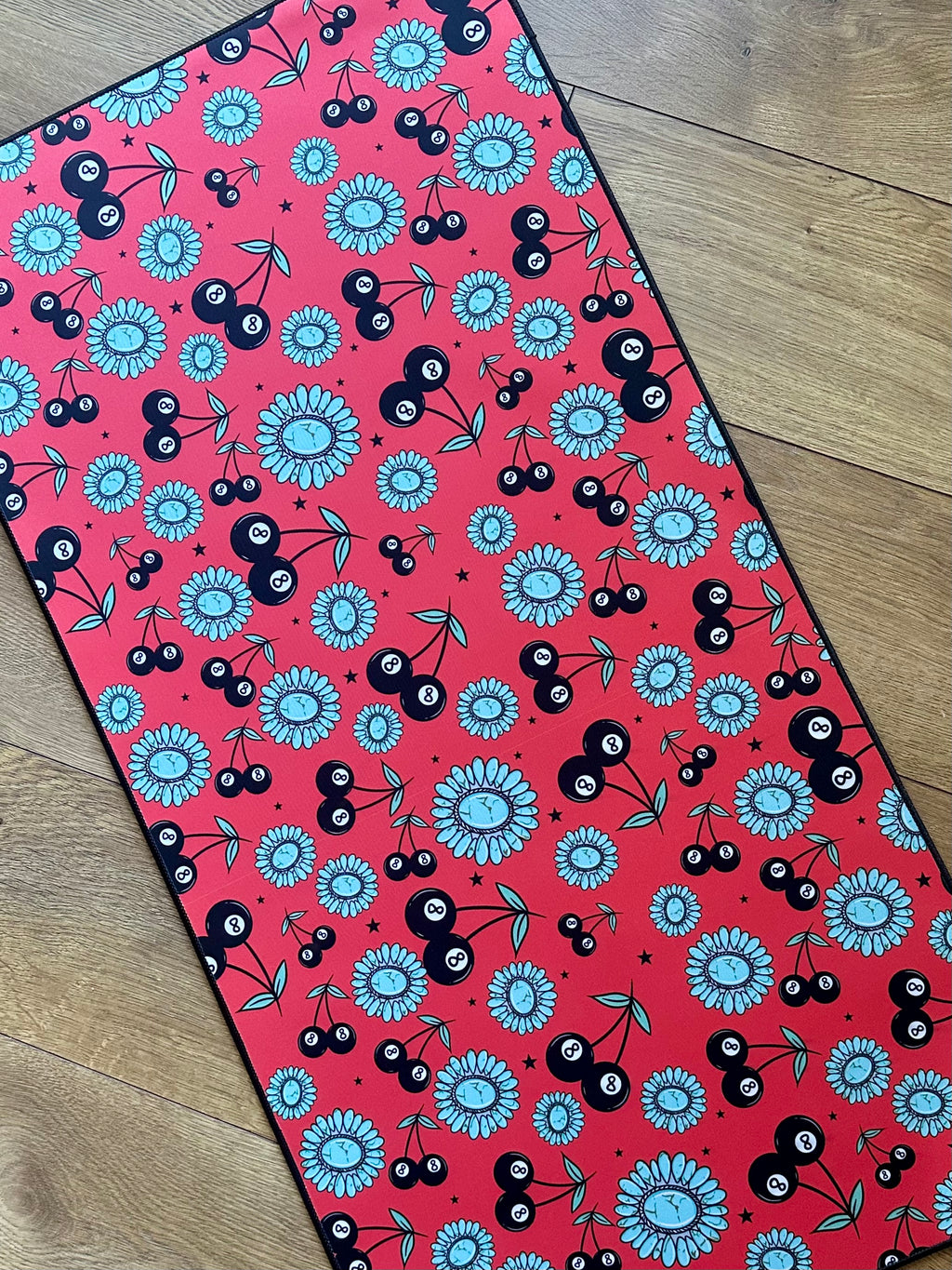 Red, Turquoise and 8 Ball Cherries Desk Mat
