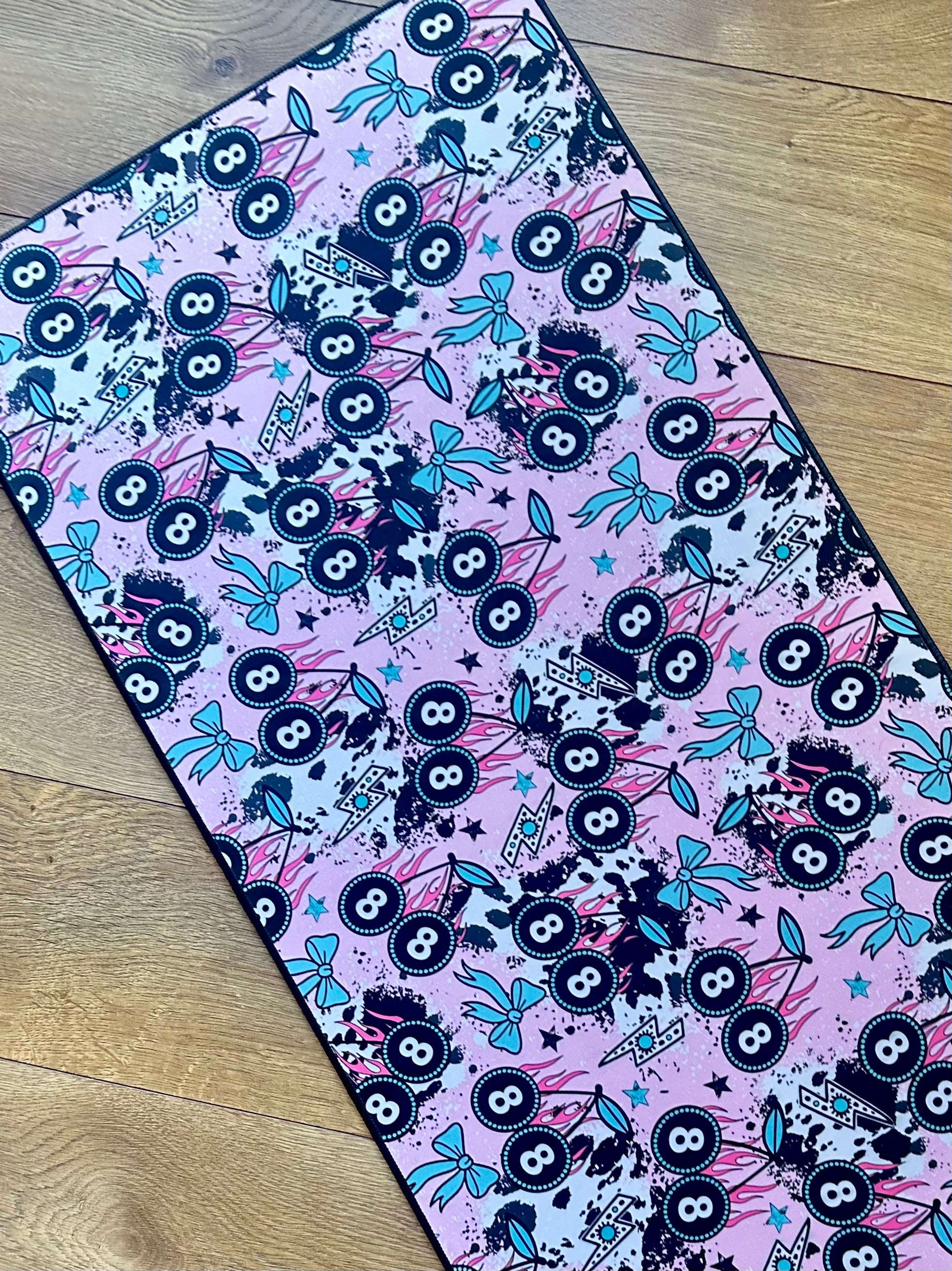 Pink 8 Ball Cherries Desk Mat