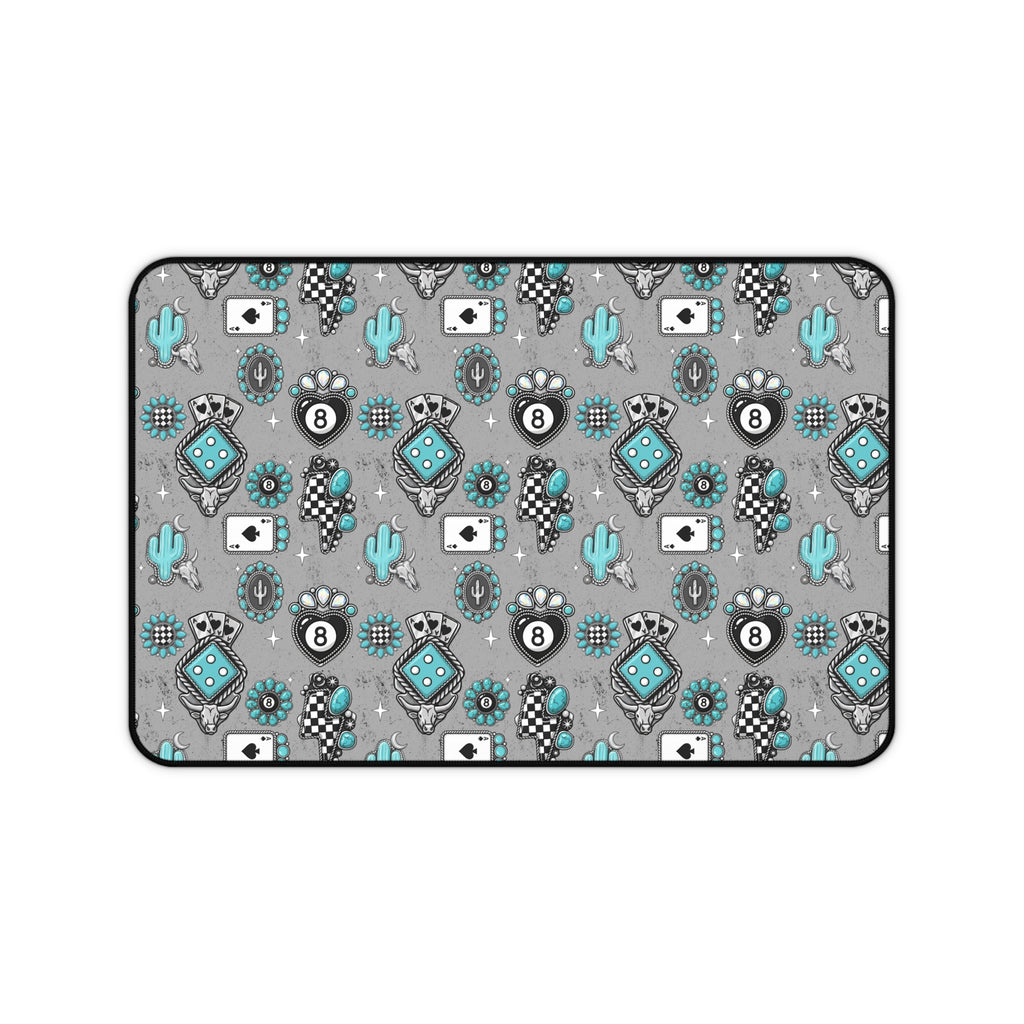 Silver and Turquoise 8 Ball Desk Mat
