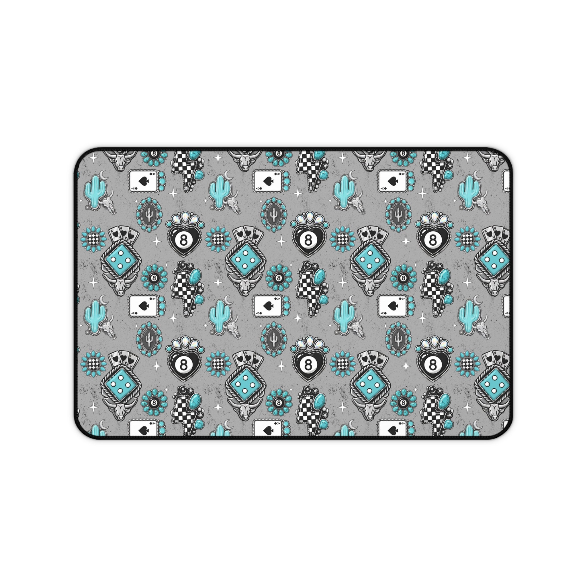 Silver and Turquoise 8 Ball Desk Mat
