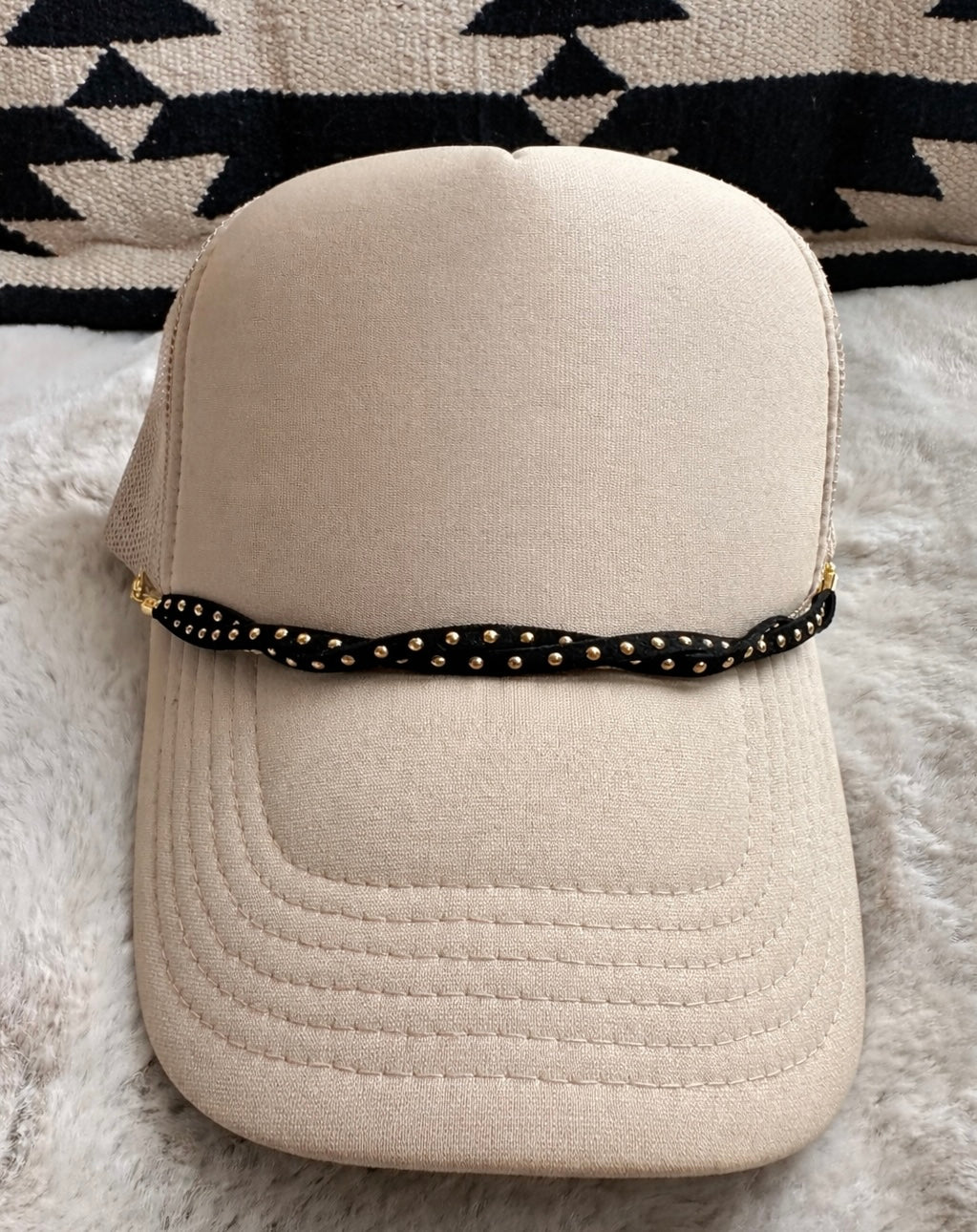 Twisted Suede Rivet Hat Chain