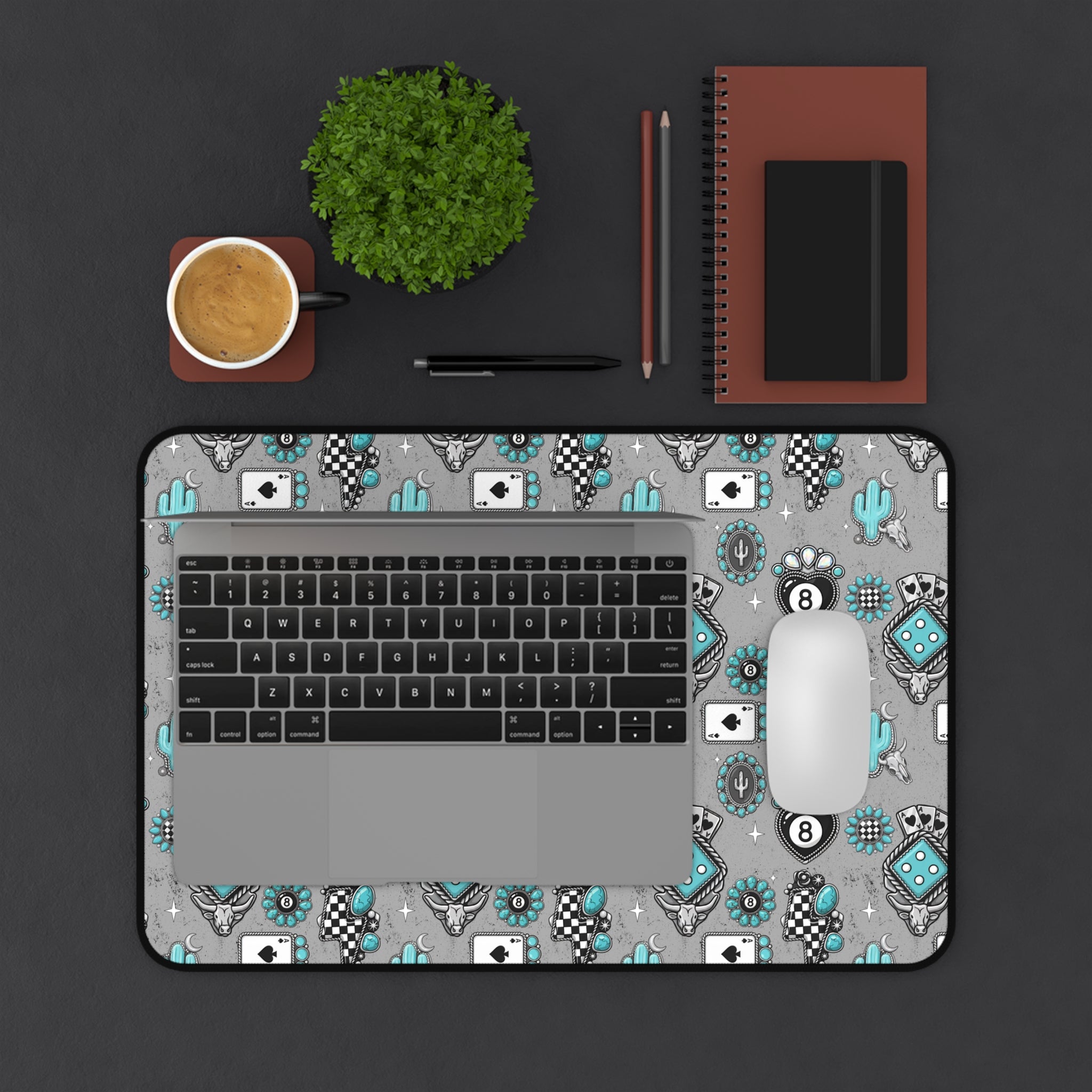 Silver and Turquoise 8 Ball Desk Mat