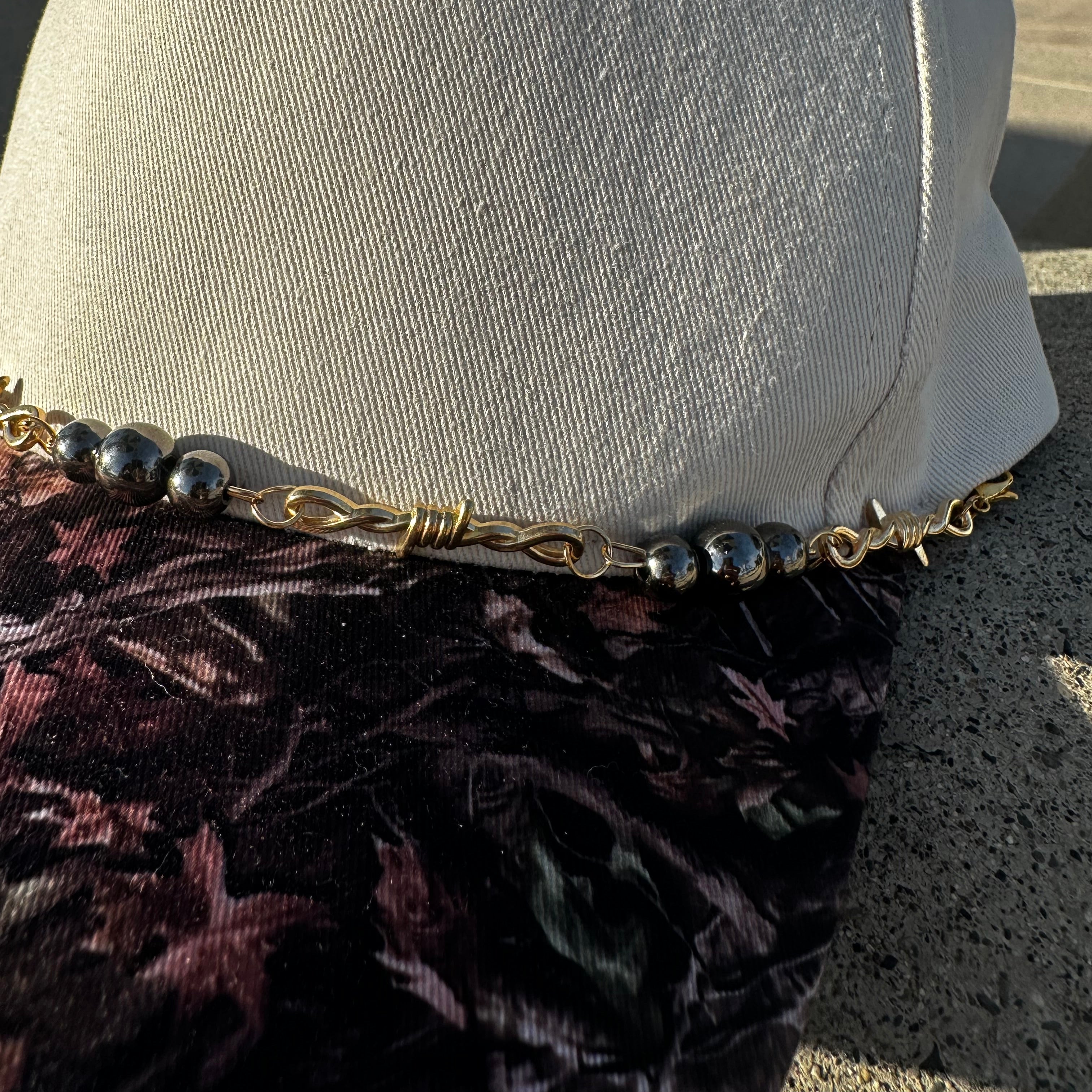 Pearl & Barbed Wire Hat Chain
