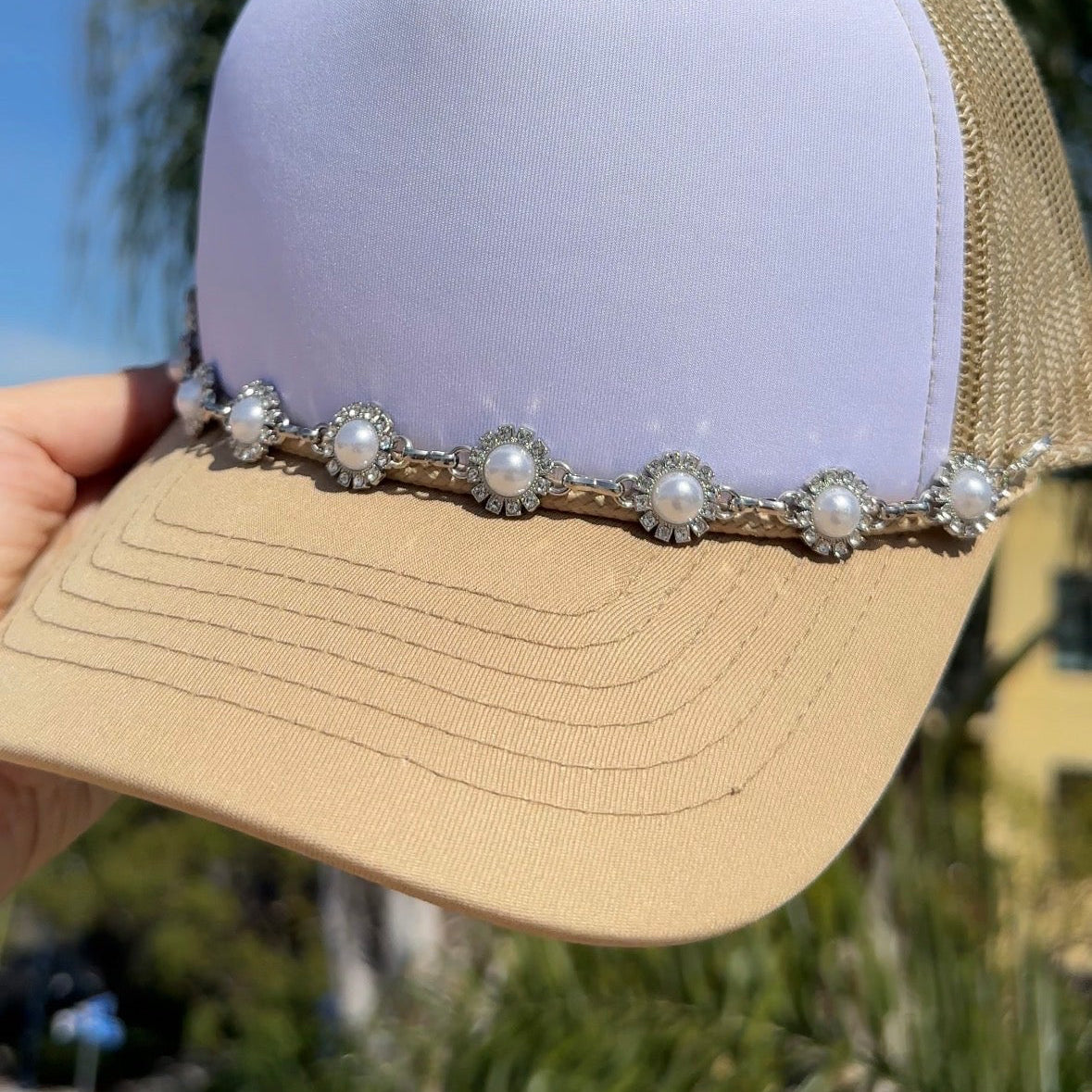 Pearl and Rhinestone Hat Chain