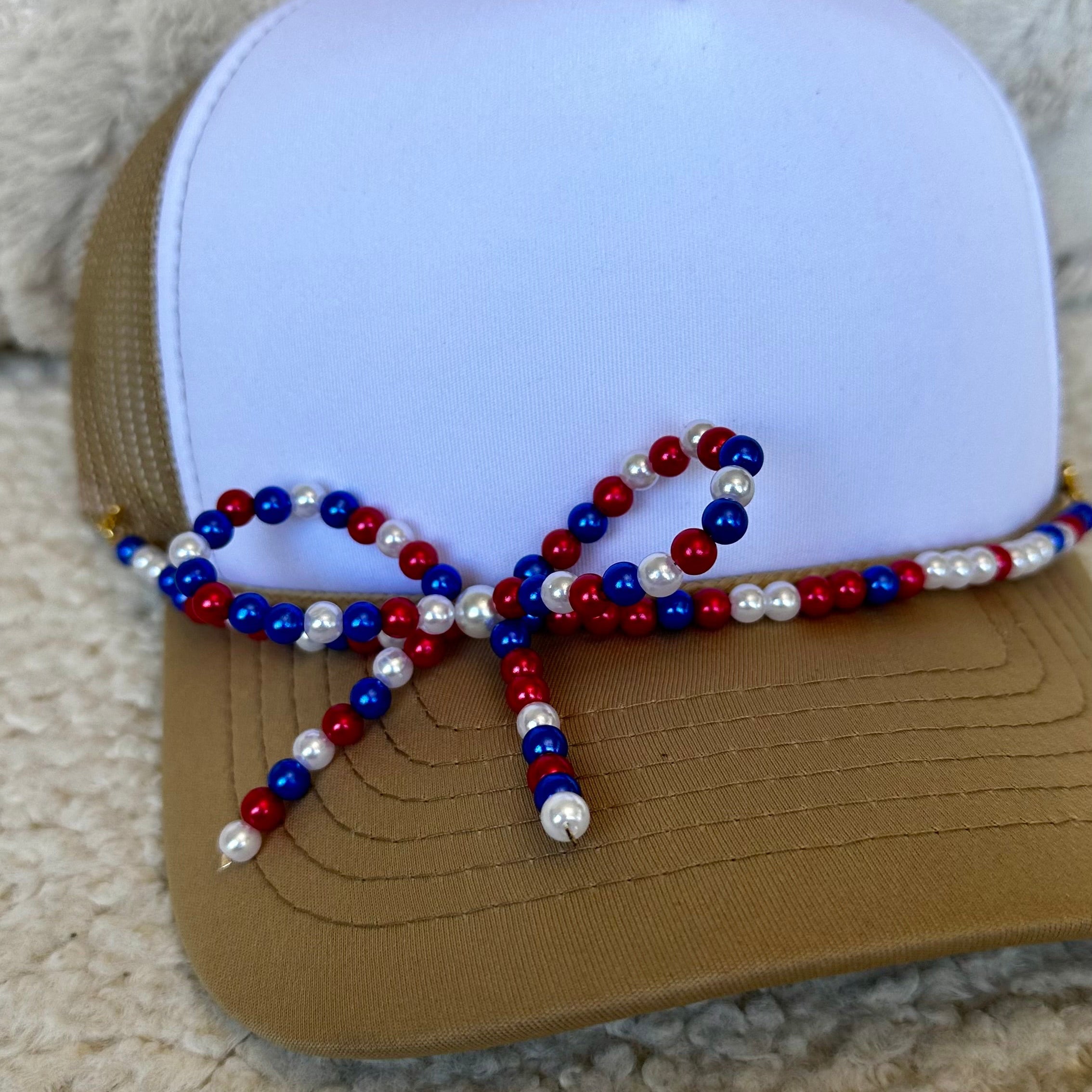Patriotic Bead Bow Hat Chains
