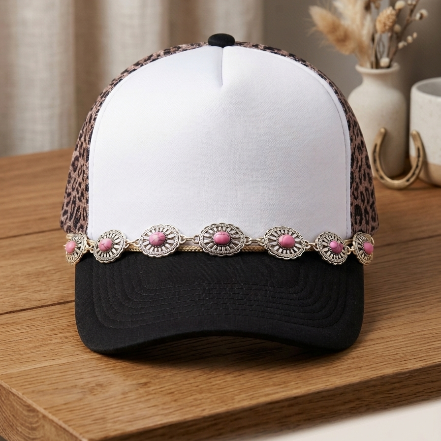 Silver Concho Western Hat Chains