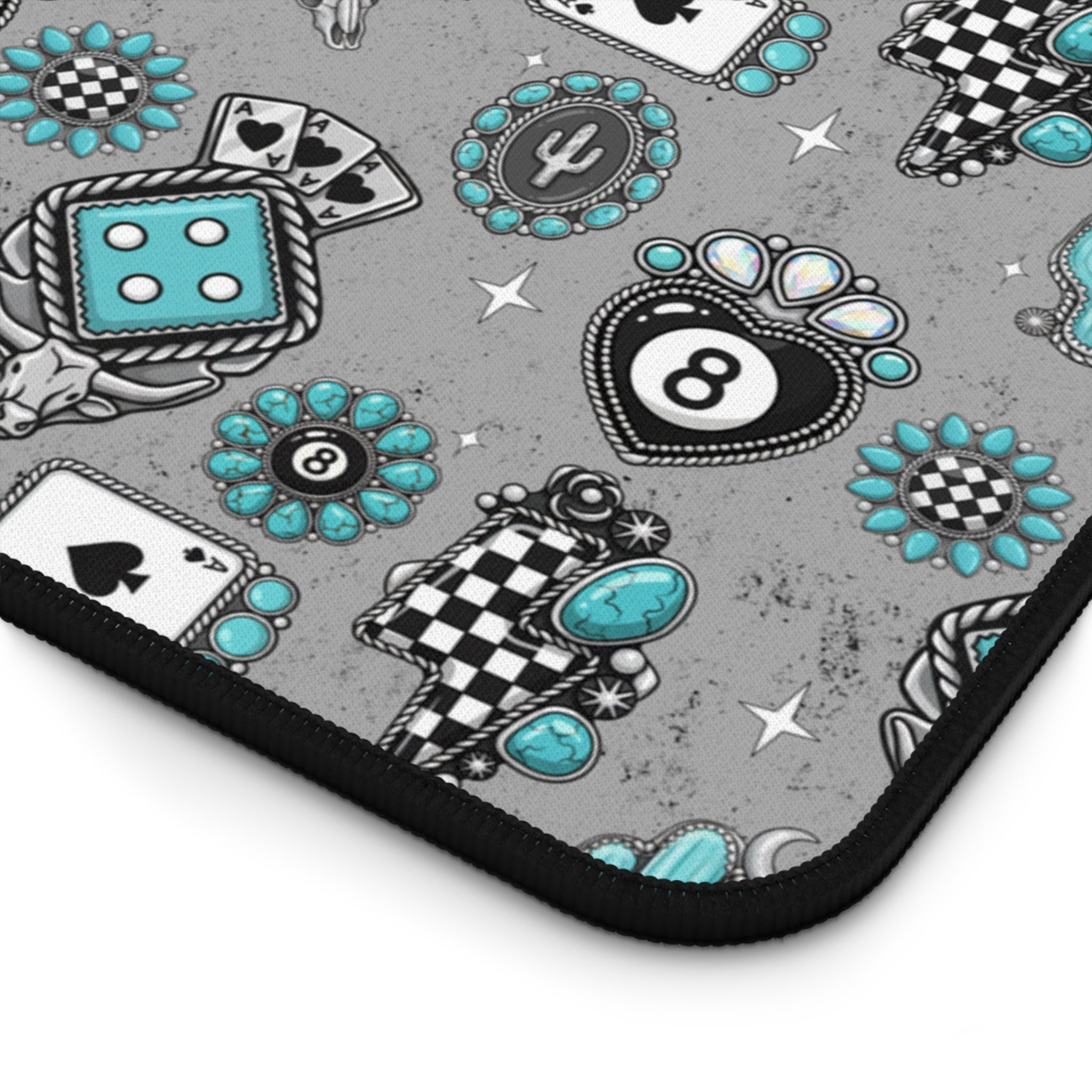 Silver and Turquoise 8 Ball Desk Mat