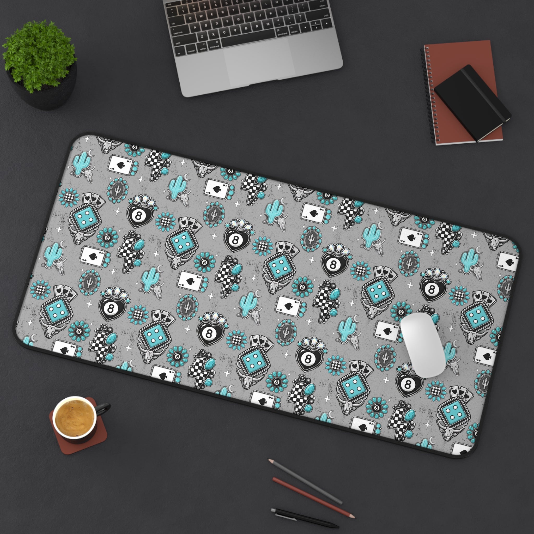 Silver and Turquoise 8 Ball Desk Mat