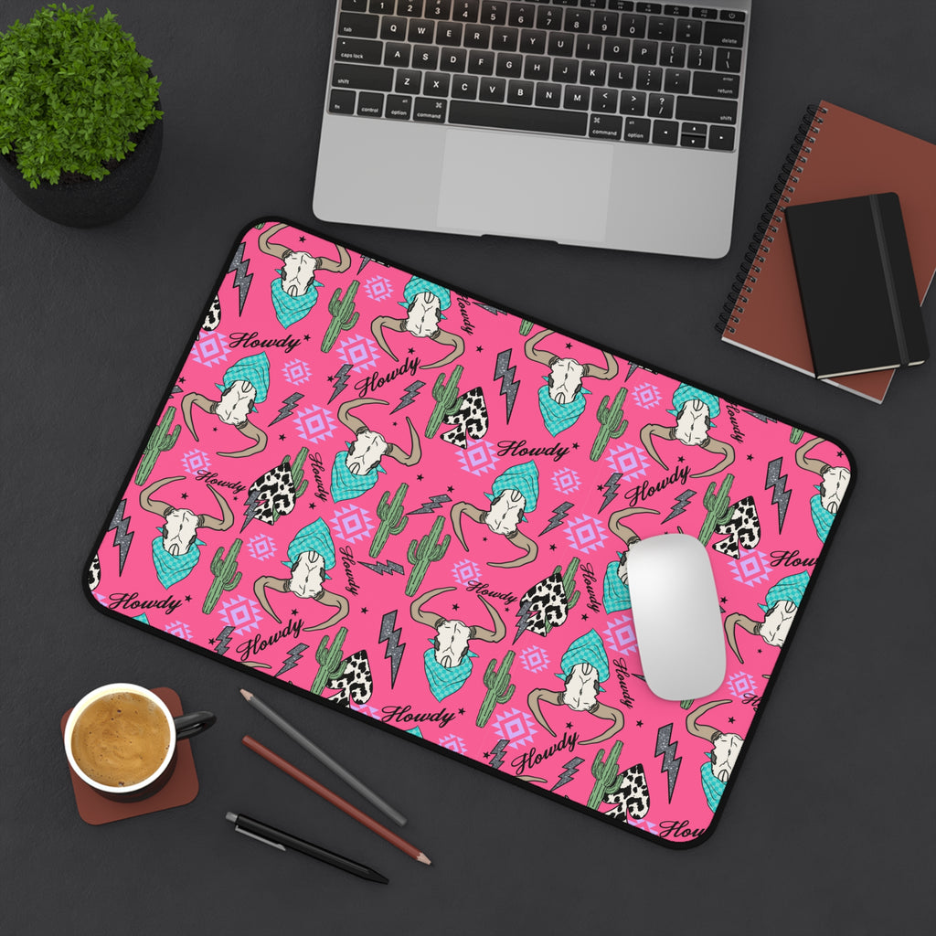 Hot Pink Howdy Desk Mat