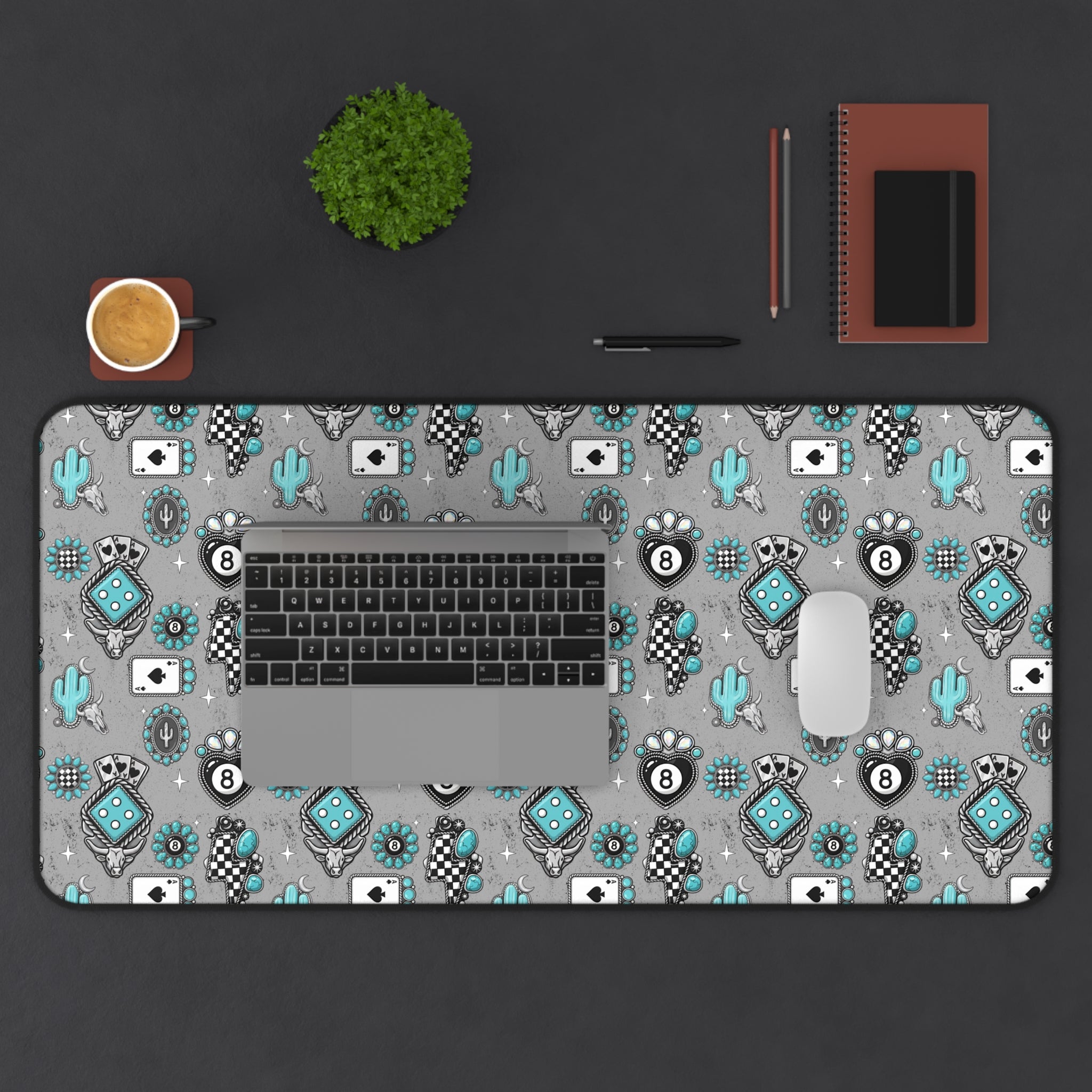 Silver and Turquoise 8 Ball Desk Mat
