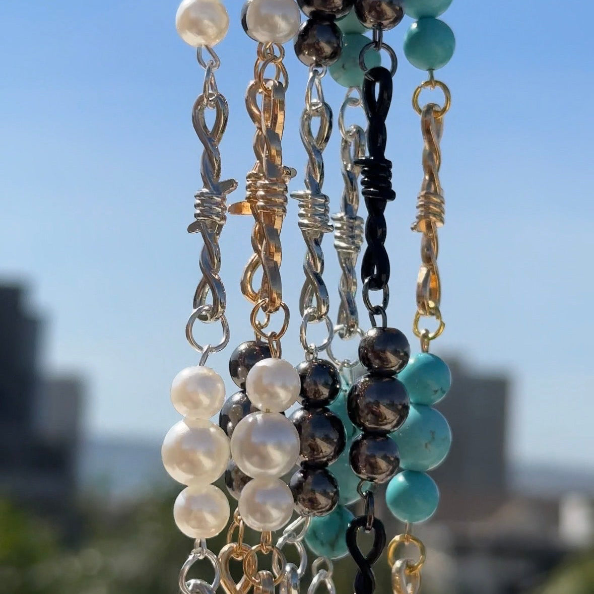Pearl & Barbed Wire Hat Chains