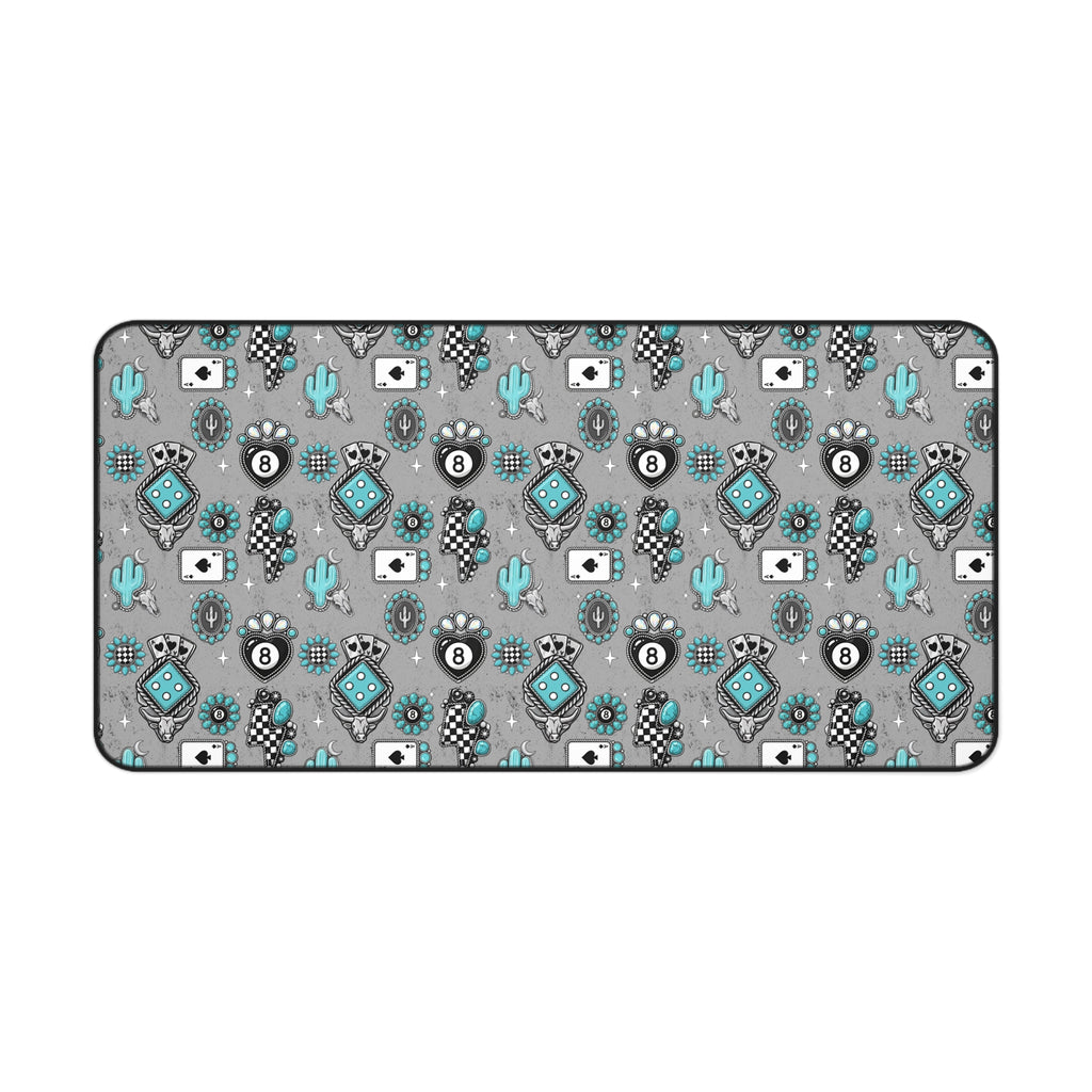 Silver and Turquoise 8 Ball Desk Mat