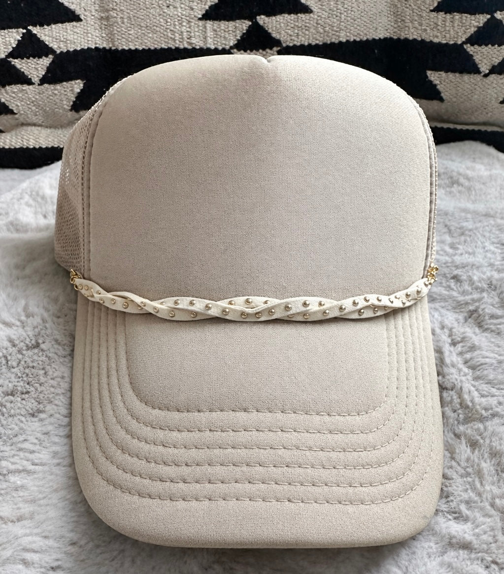 Twisted Suede Rivet Hat Chains