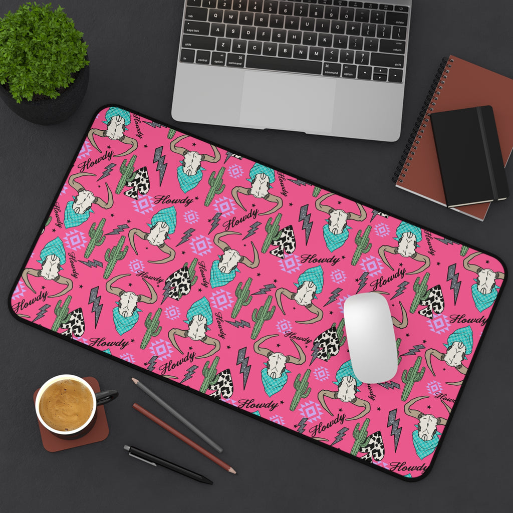 Hot Pink Howdy Desk Mat