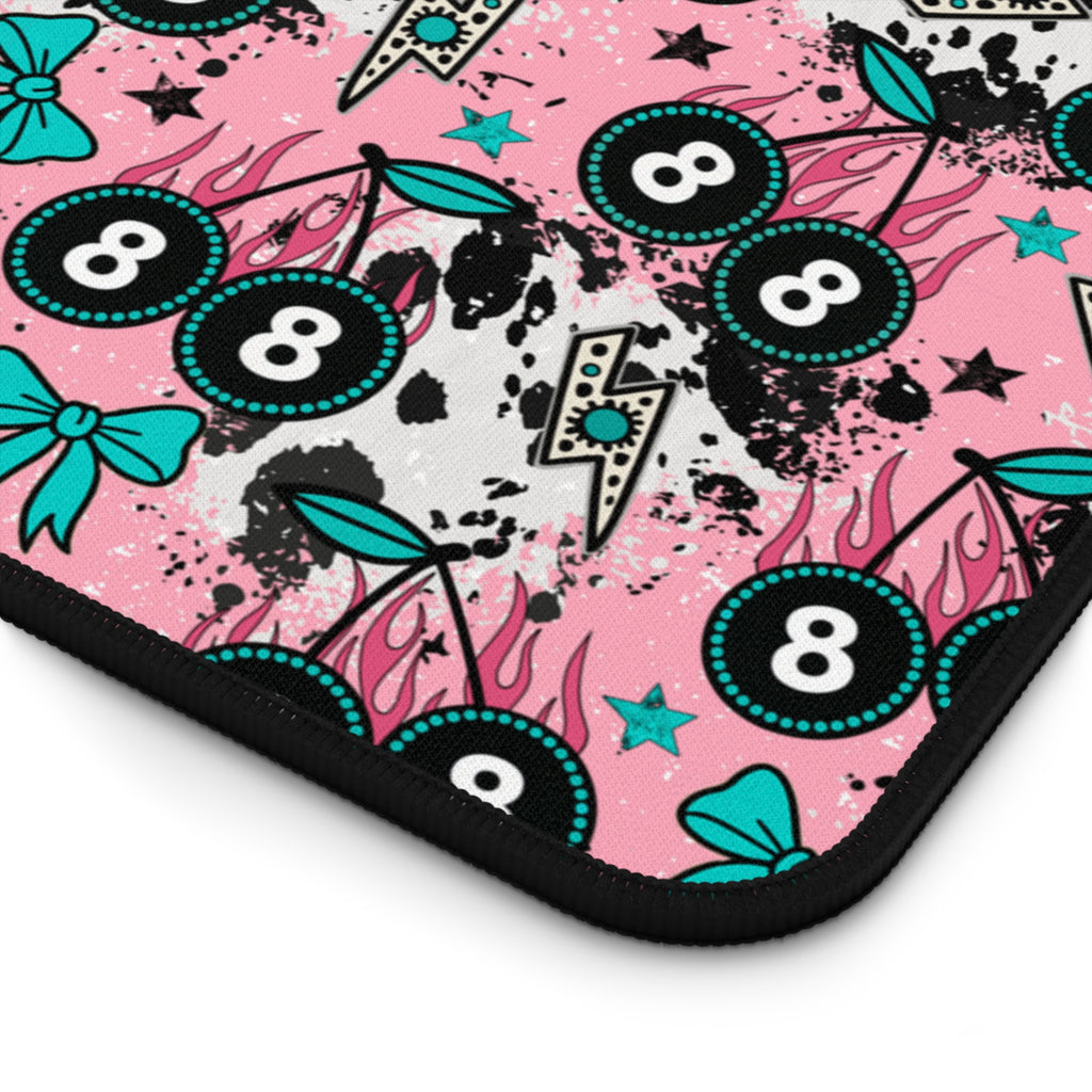 Pink 8 Ball Cherries Desk Mat