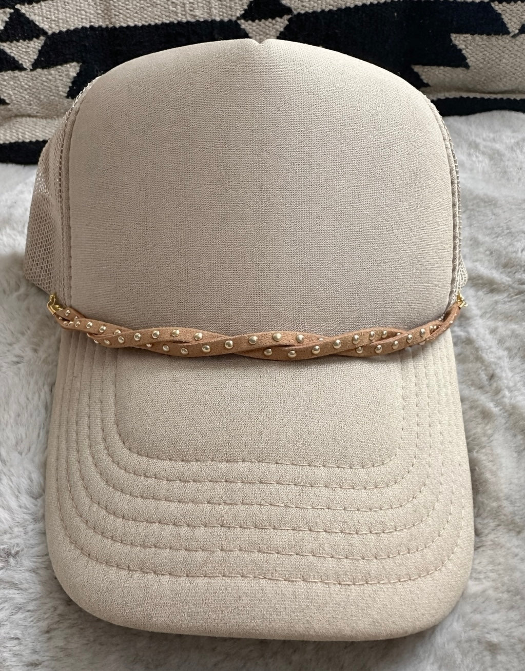 Twisted Suede Rivet Hat Chains