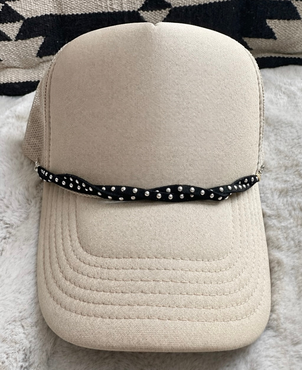 Twisted Suede Rivet Hat Chain