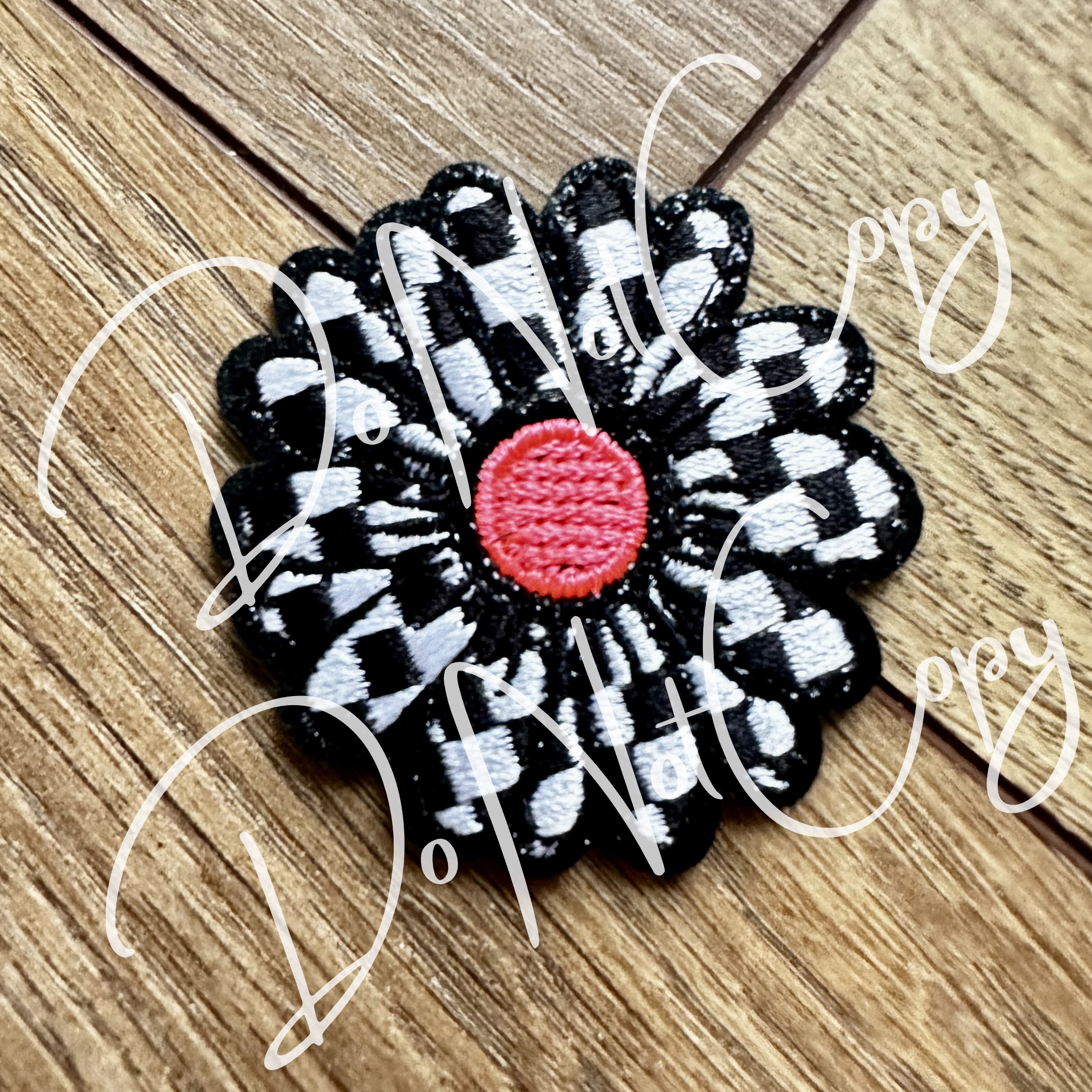 Checkered Glitter Daisy Patch