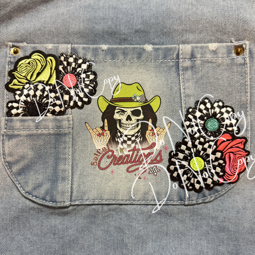 Checkered Glitter Daisy Patch