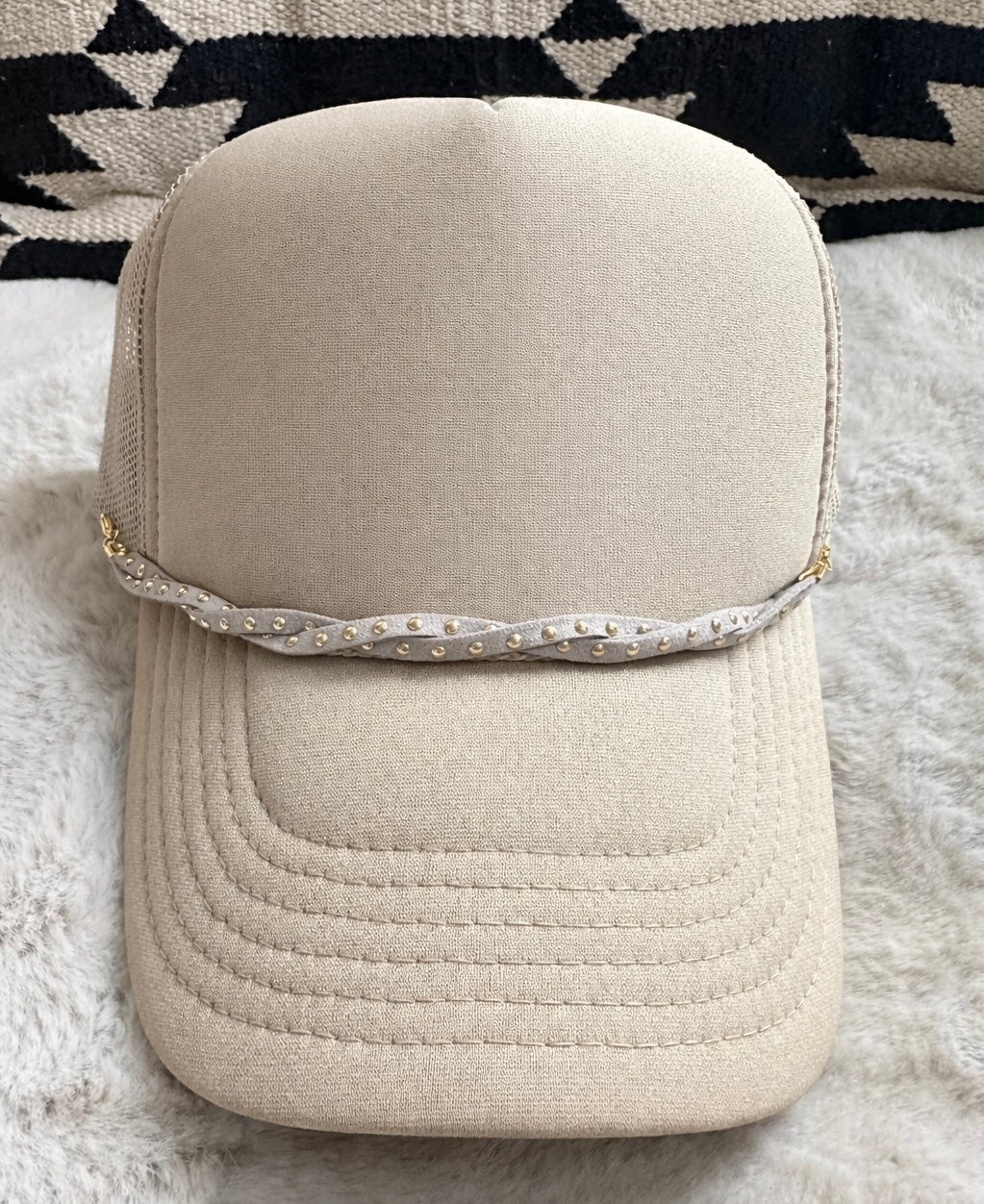 Twisted Suede Rivet Hat Chain