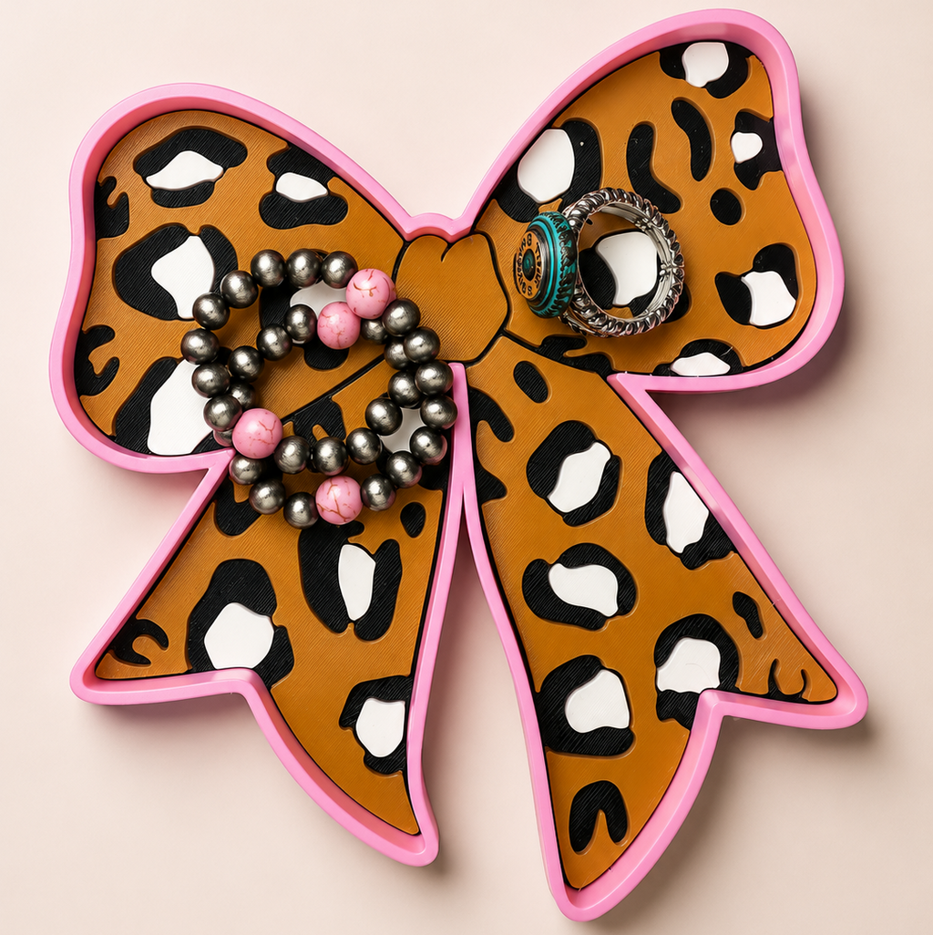 Leopard Bow Trinket Tray