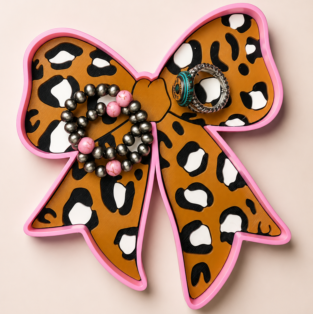 Leopard Bow Trinket Tray