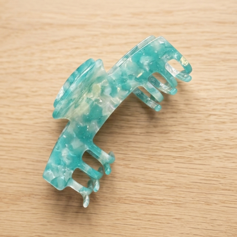 Teal Trucker Hat Claw Clip